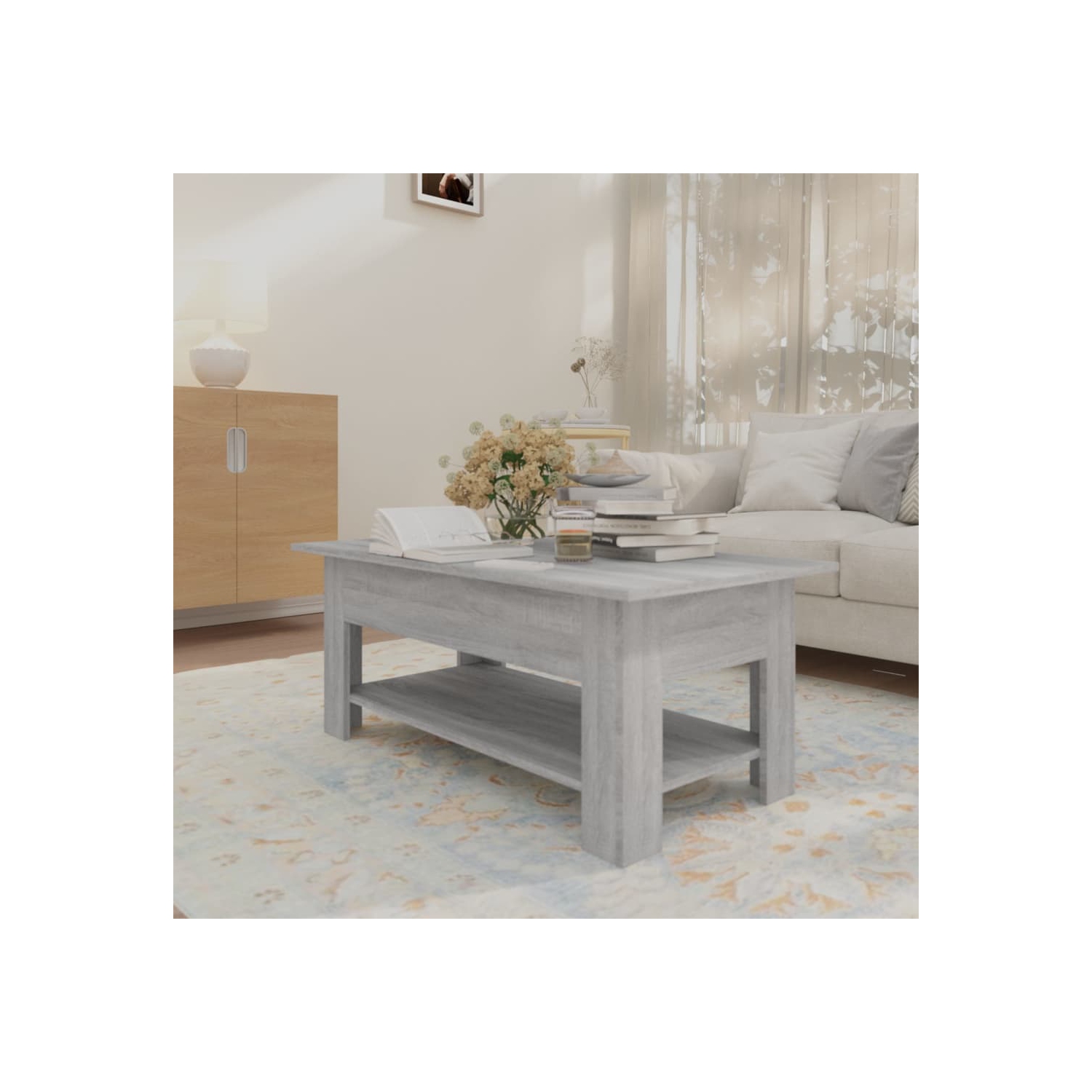 vidaXL Coffee Table Grey Sonoma 102x55x42 cm Engineered Wood