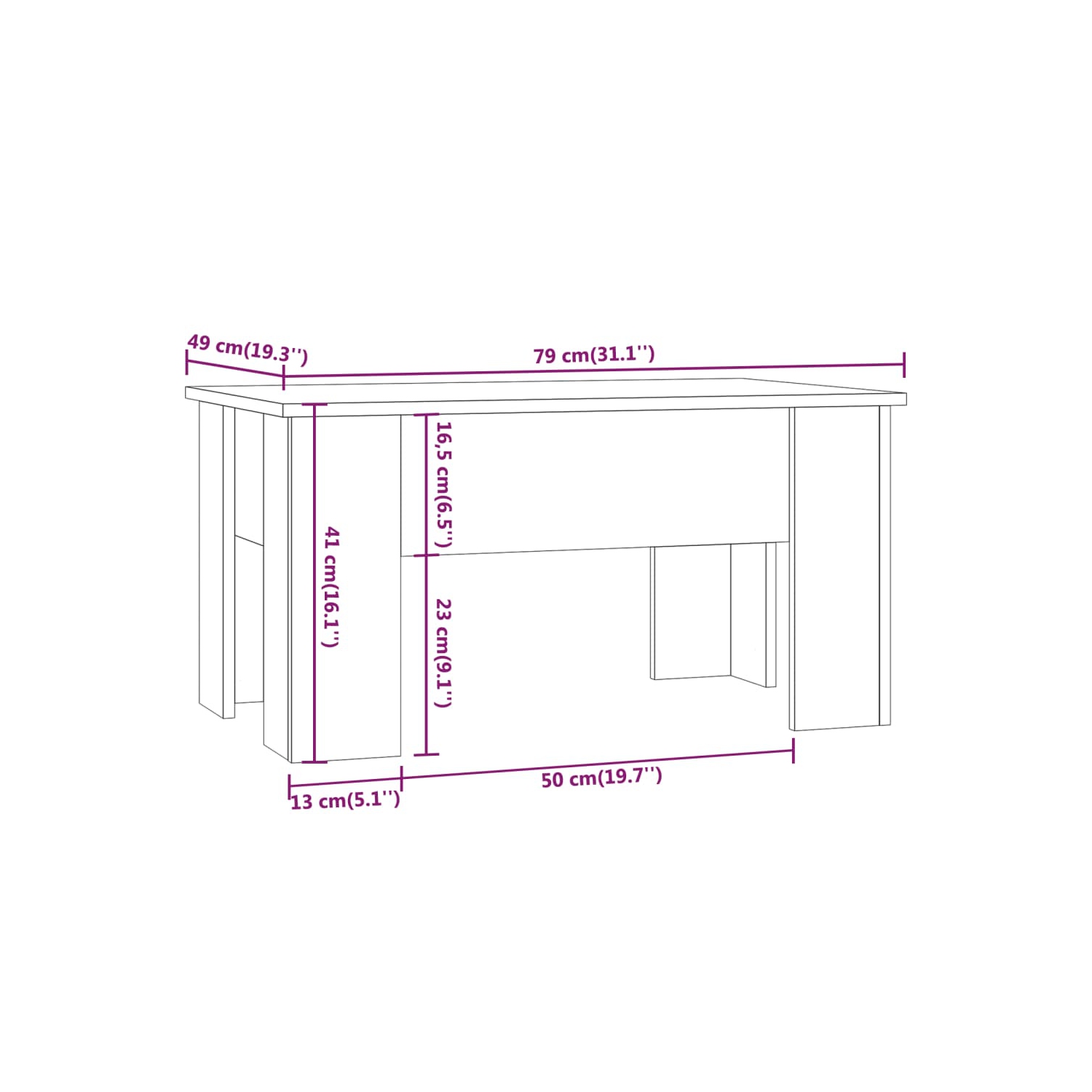 vidaXL Coffee Table Sonoma Oak 79x49x41 cm Engineered Wood
