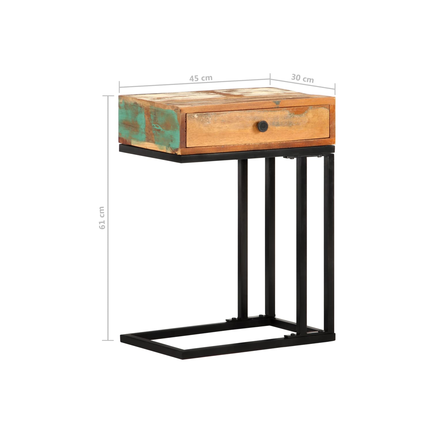 vidaXL U-Shaped Side Table 45x30x61 cm Solid Reclaimed Wood