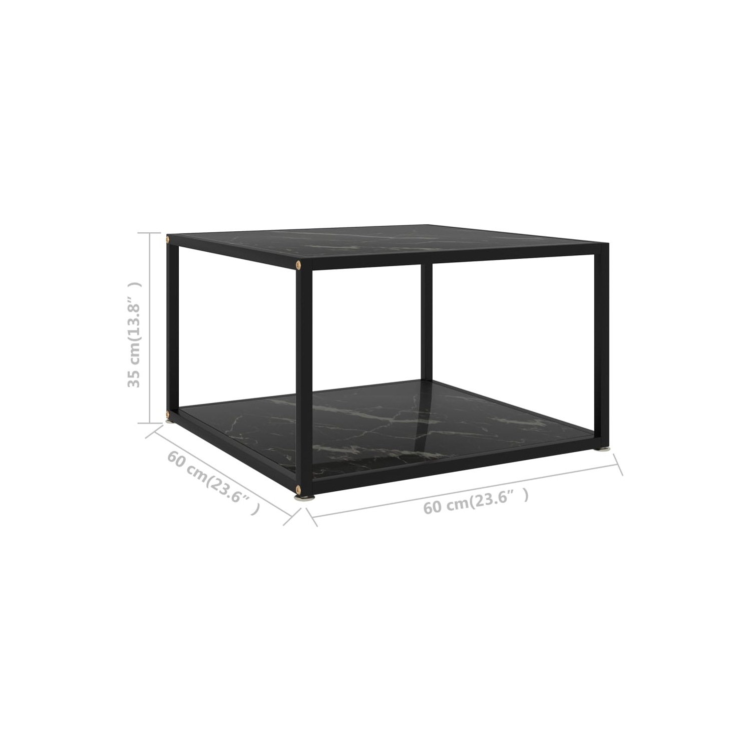 vidaXL Coffee Table Black 60x60x35 cm Tempered Glass