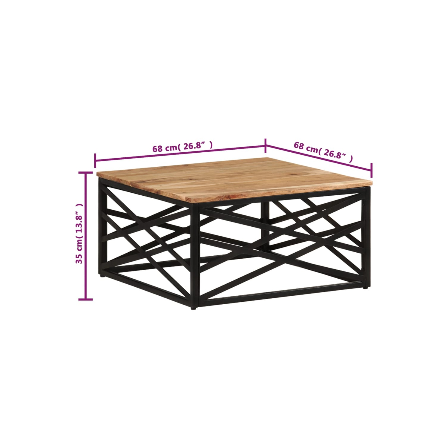 vidaXL Coffee Table 68x68x35 cm Solid Acacia Wood