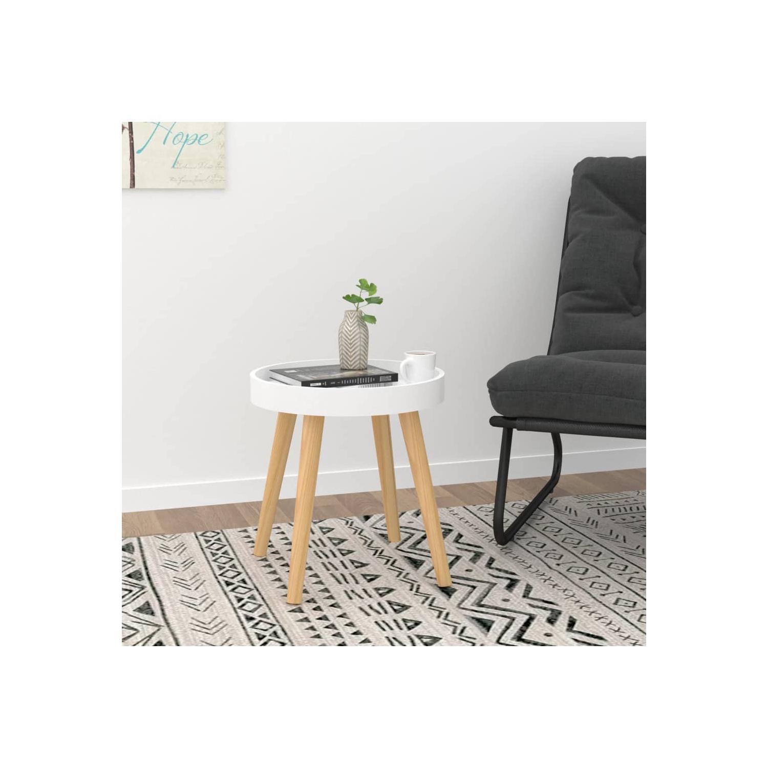 vidaXL Side Table White 38x38x40 cm Engineered Wood&Solid Wood Pine