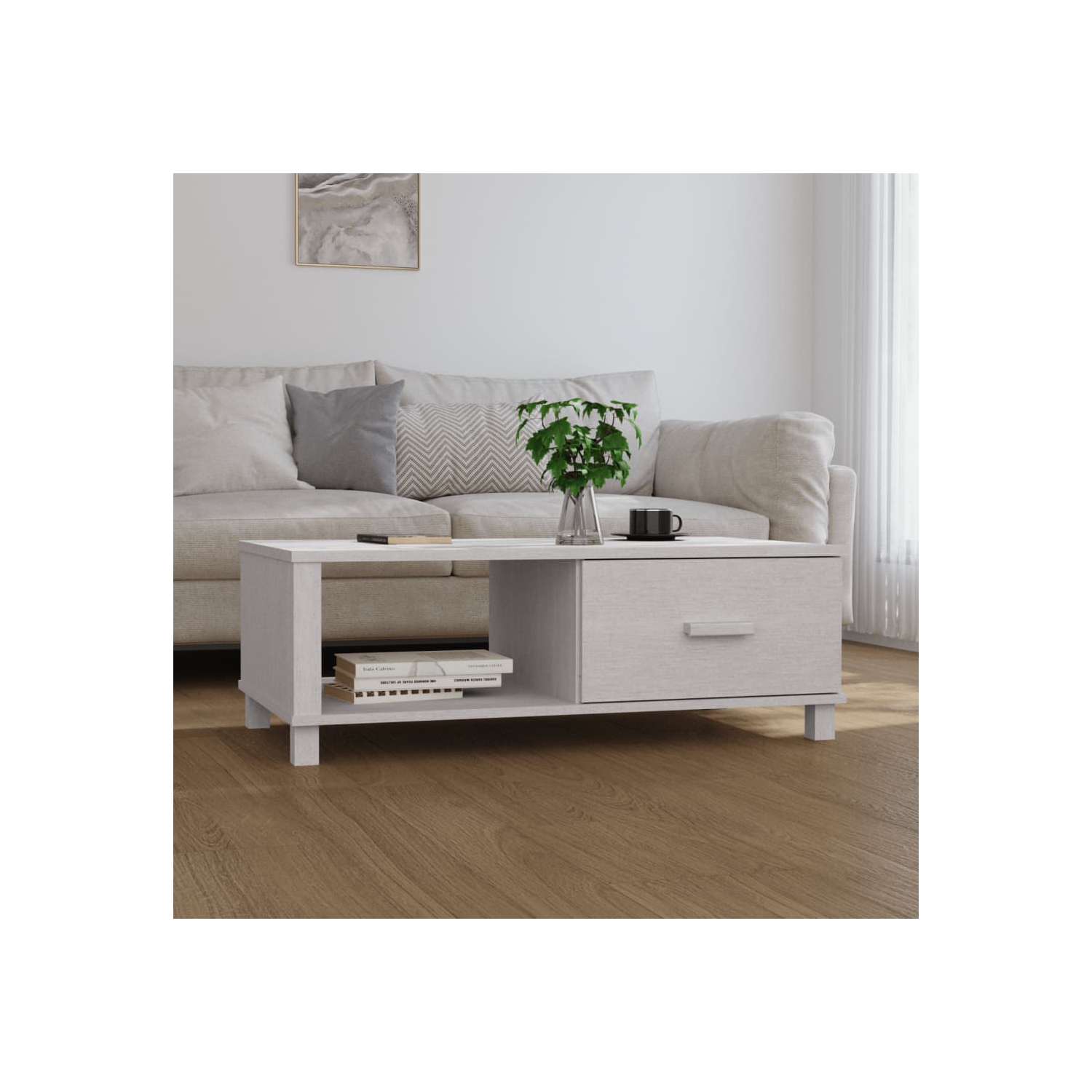 vidaXL Coffee Table HAMAR White 100x55x35 cm Solid Wood Pine