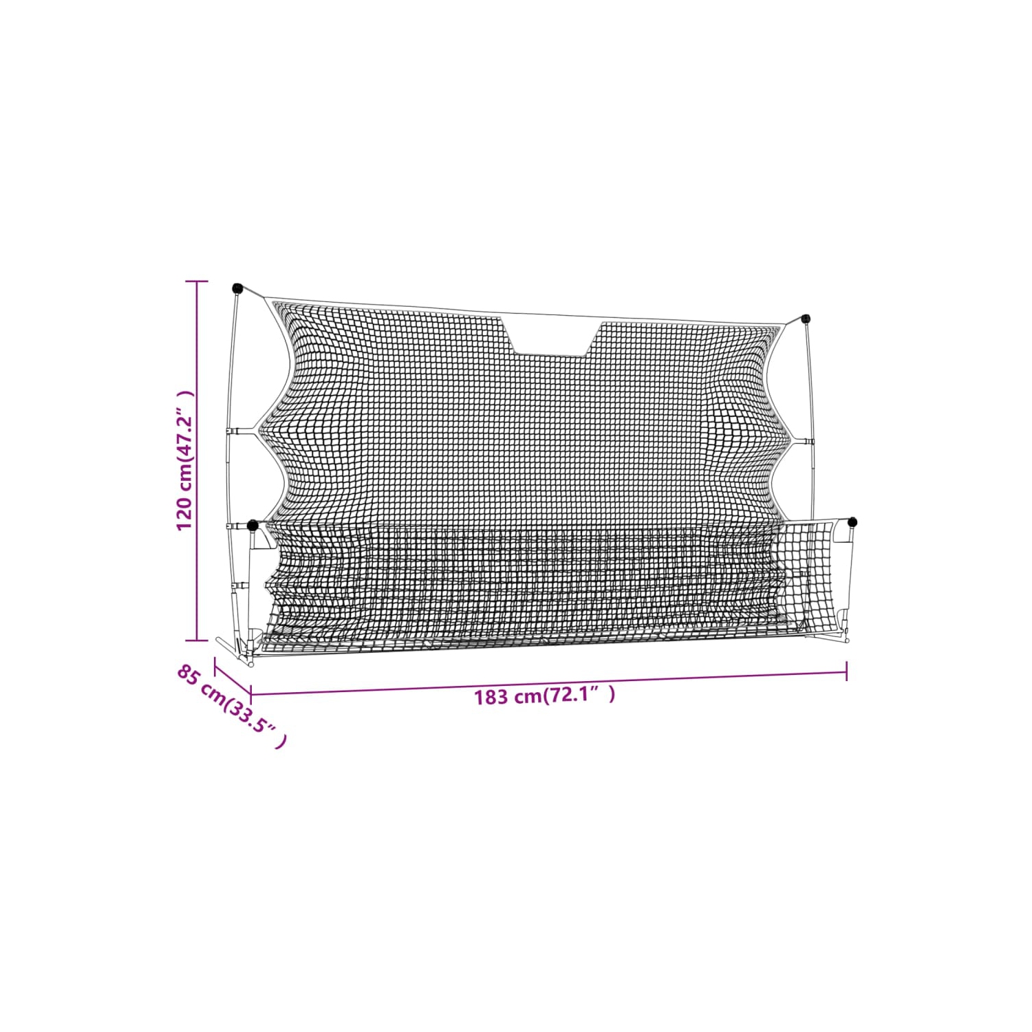 Filet d'entraînement pour le football noir et jaune 183x85x120 cm polyester