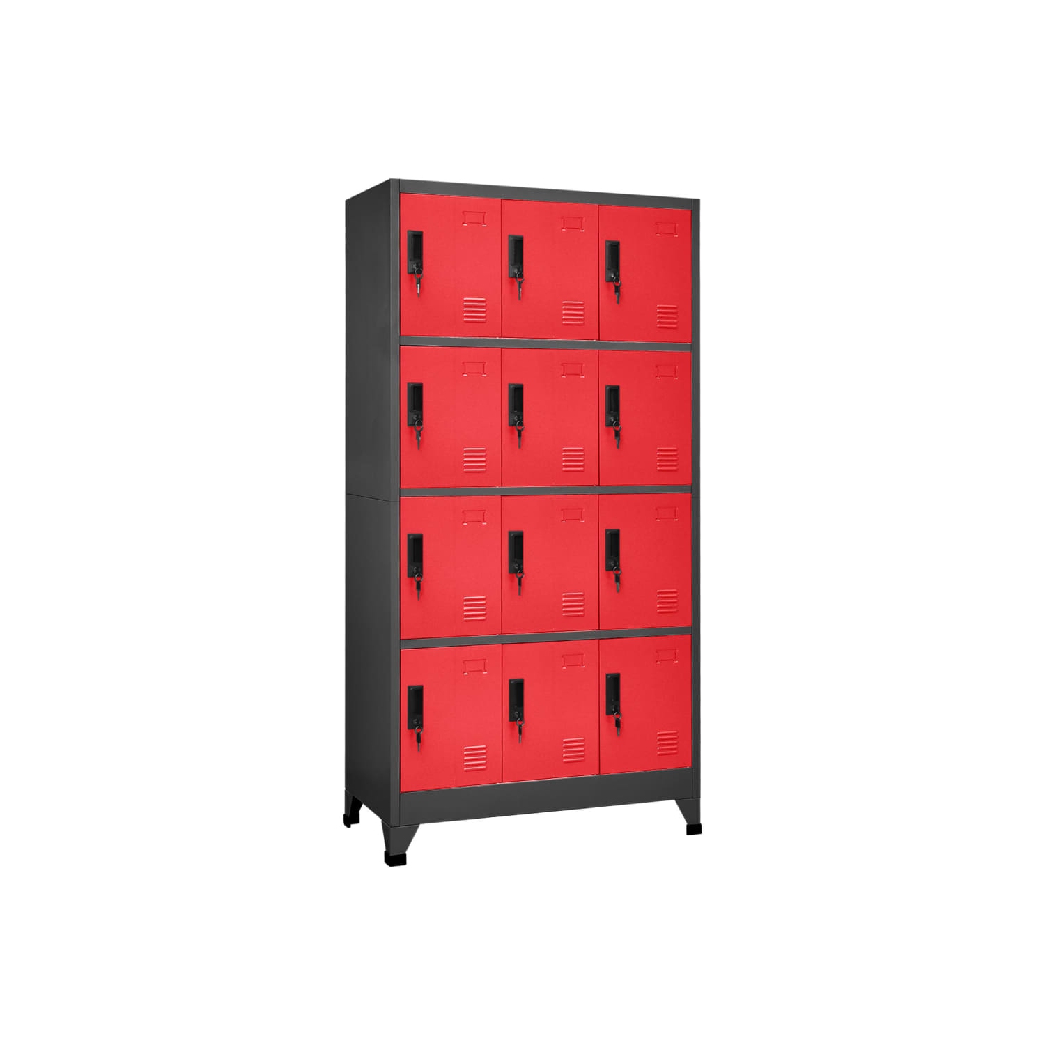 Armoire à casier VisdaXL acier 180&nbsp;cm anthracite et rouge 90x45x