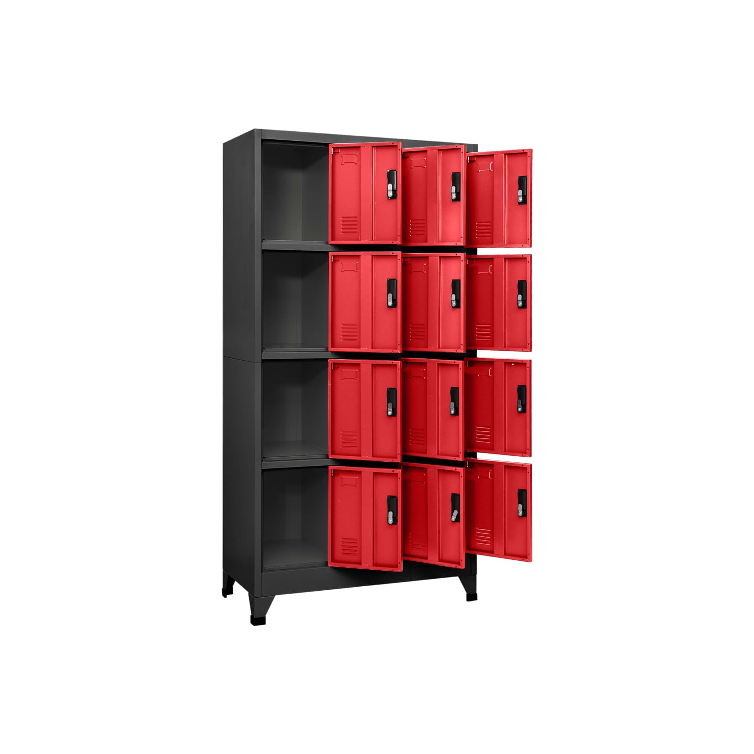 Armoire à casier VisdaXL acier 180&nbsp;cm anthracite et rouge 90x45x