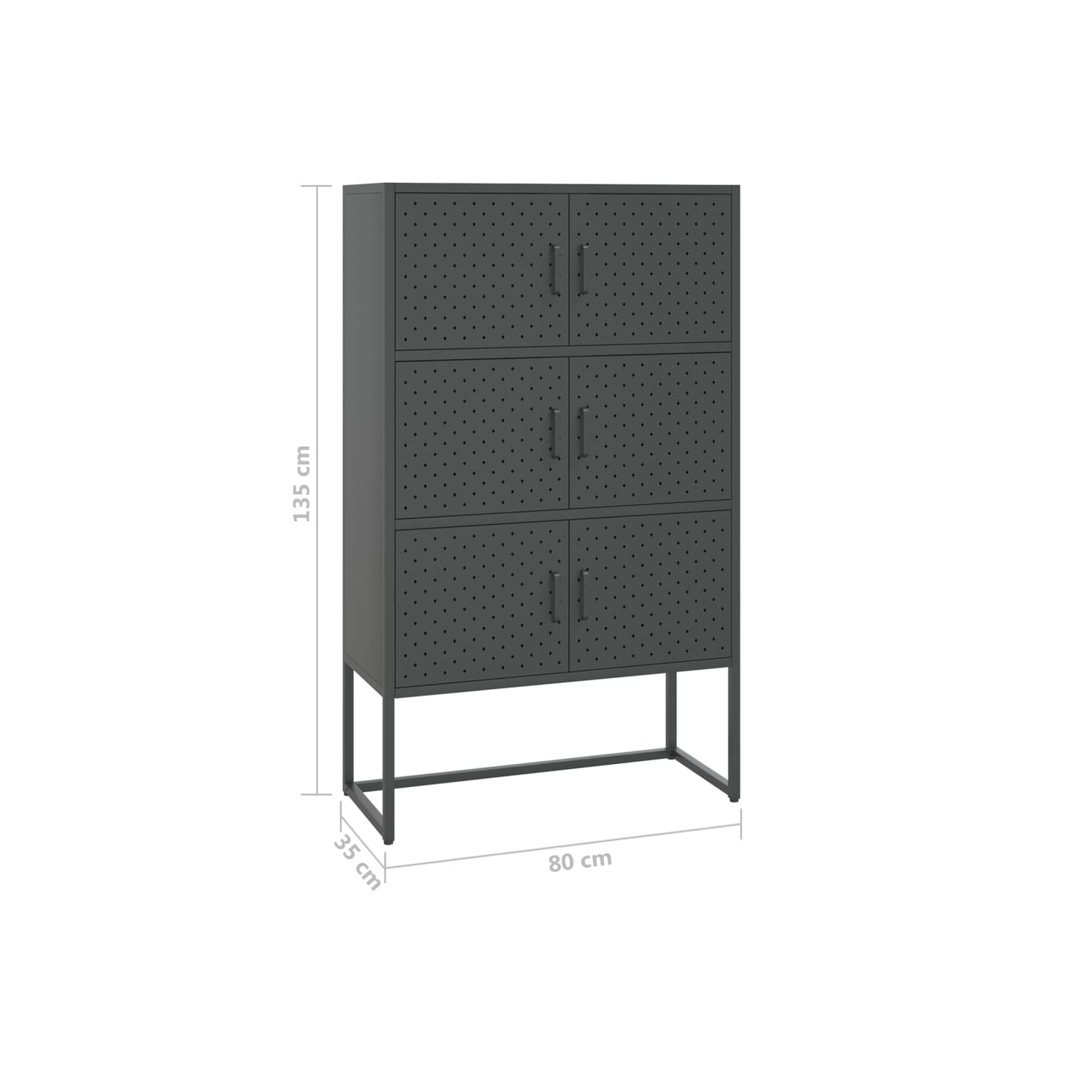 vidaXL Highboard Anthracite 80x35x135 cm Steel