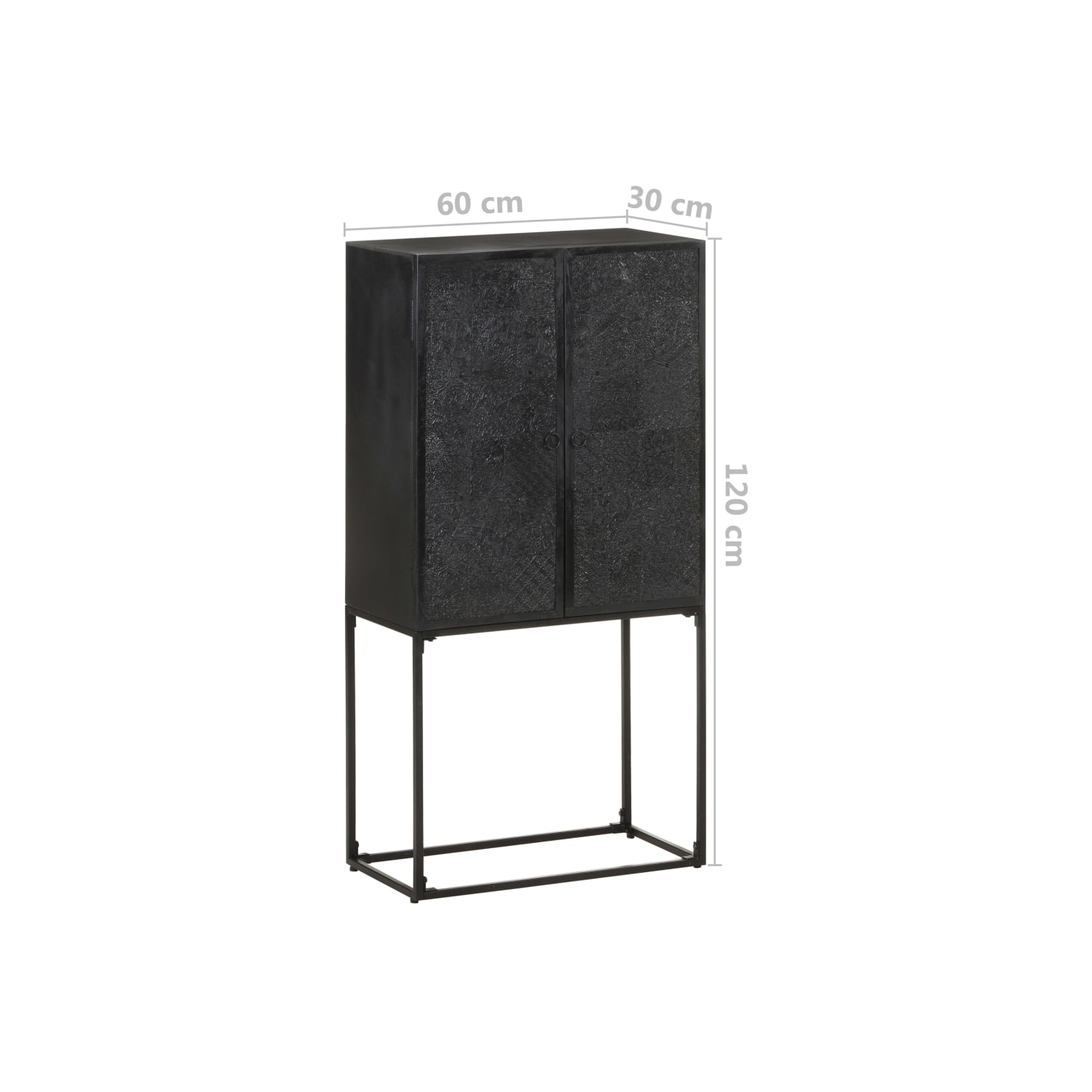 vidaXL Sideboard Black 60x30x120 cm Solid Acacia and Mango Wood