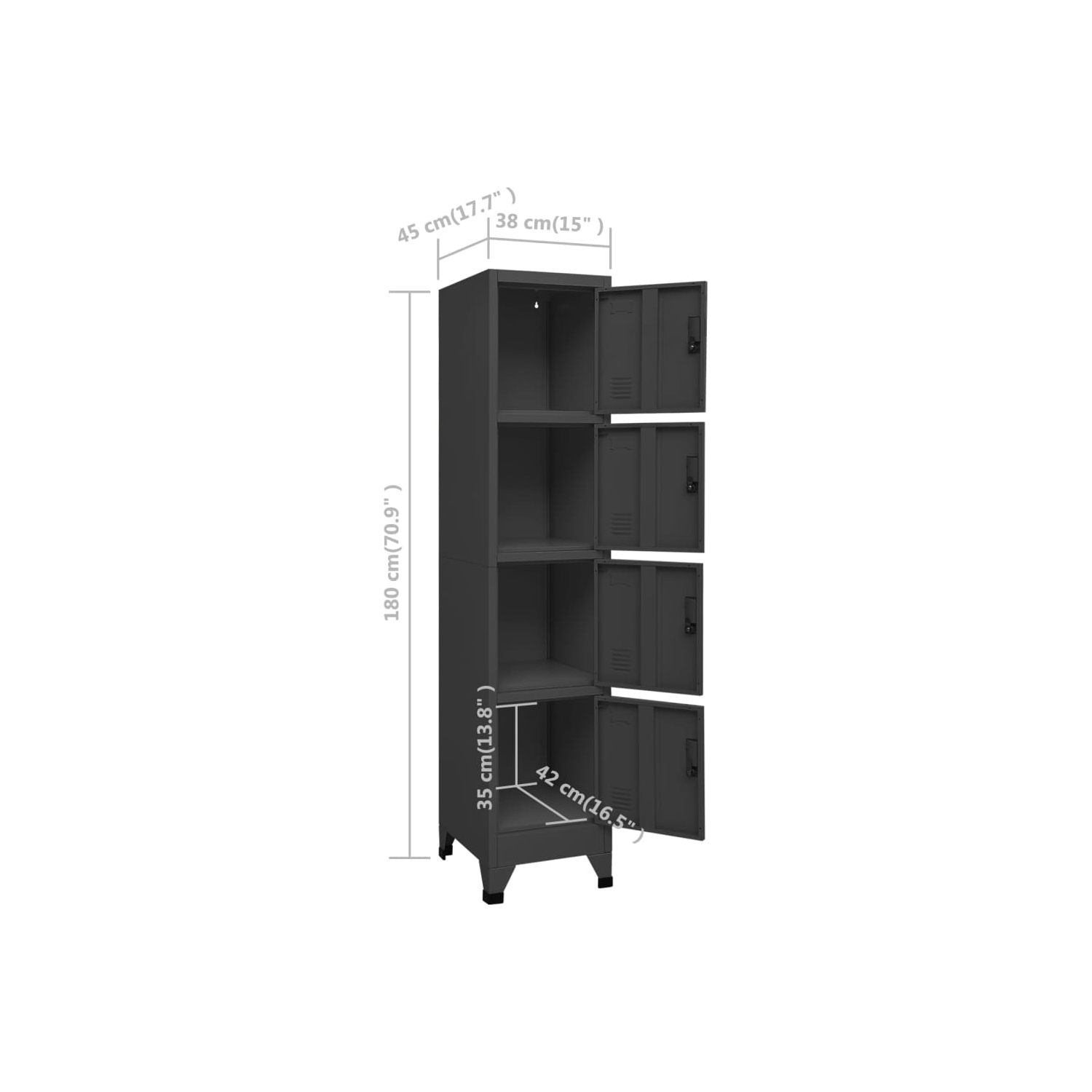 vidaXL Locker Cabinet Anthracite 38x45x180 cm Steel