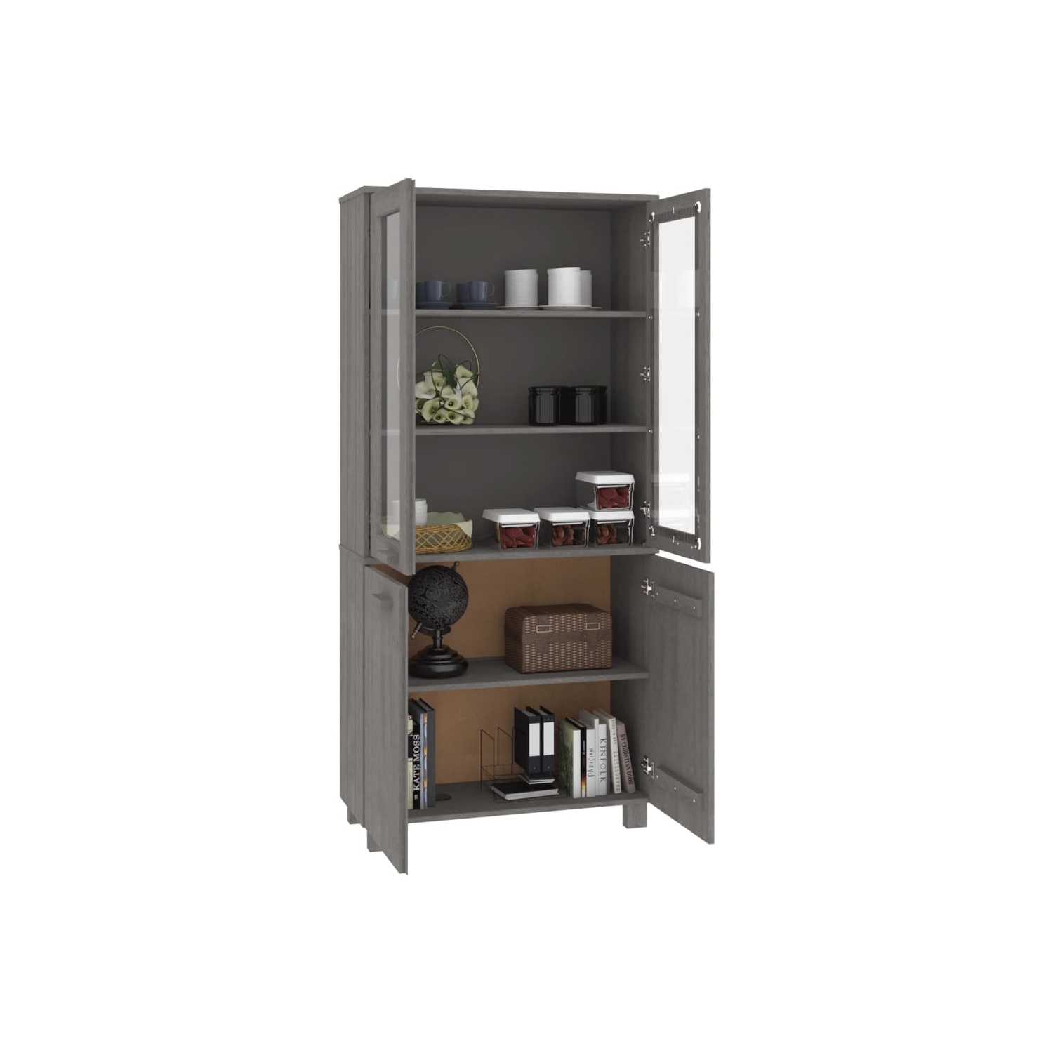 vidaXL Highboard HAMAR Solid Wood Pine Light Grey