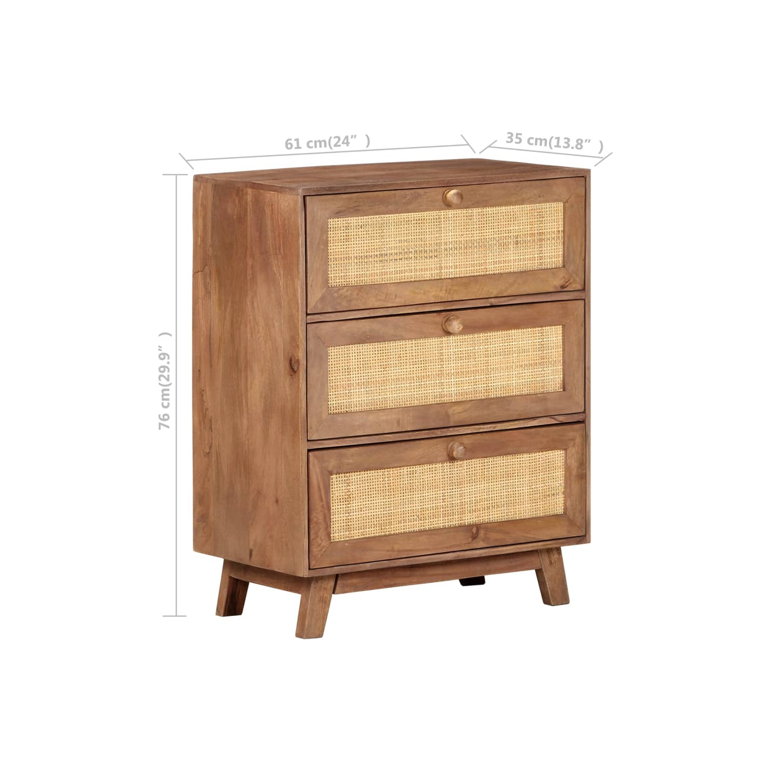 vidaXL Sideboard 61x35x76 cm Solid Mango Wood