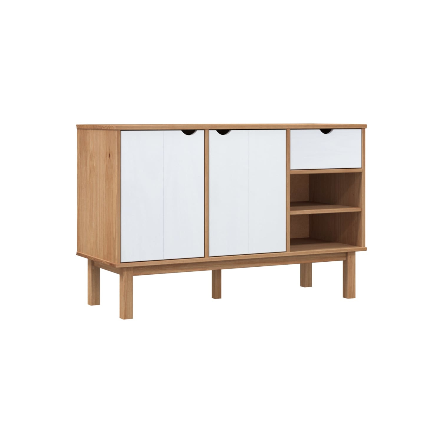 vidaXL Sideboard OTTA Brown and White 114x43x73.5 cm Solid Wood Pine