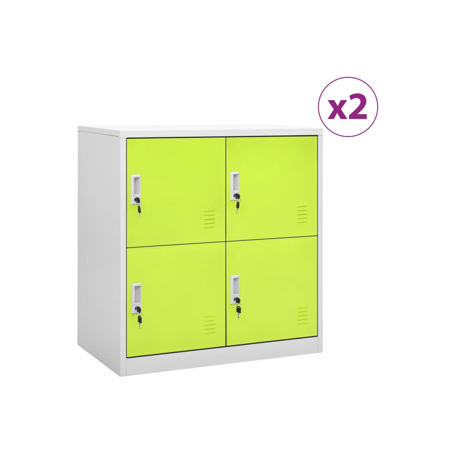 vidaXL Locker Cabinets 2 pcs Light Grey and Green 90x45x92.5 cm Steel