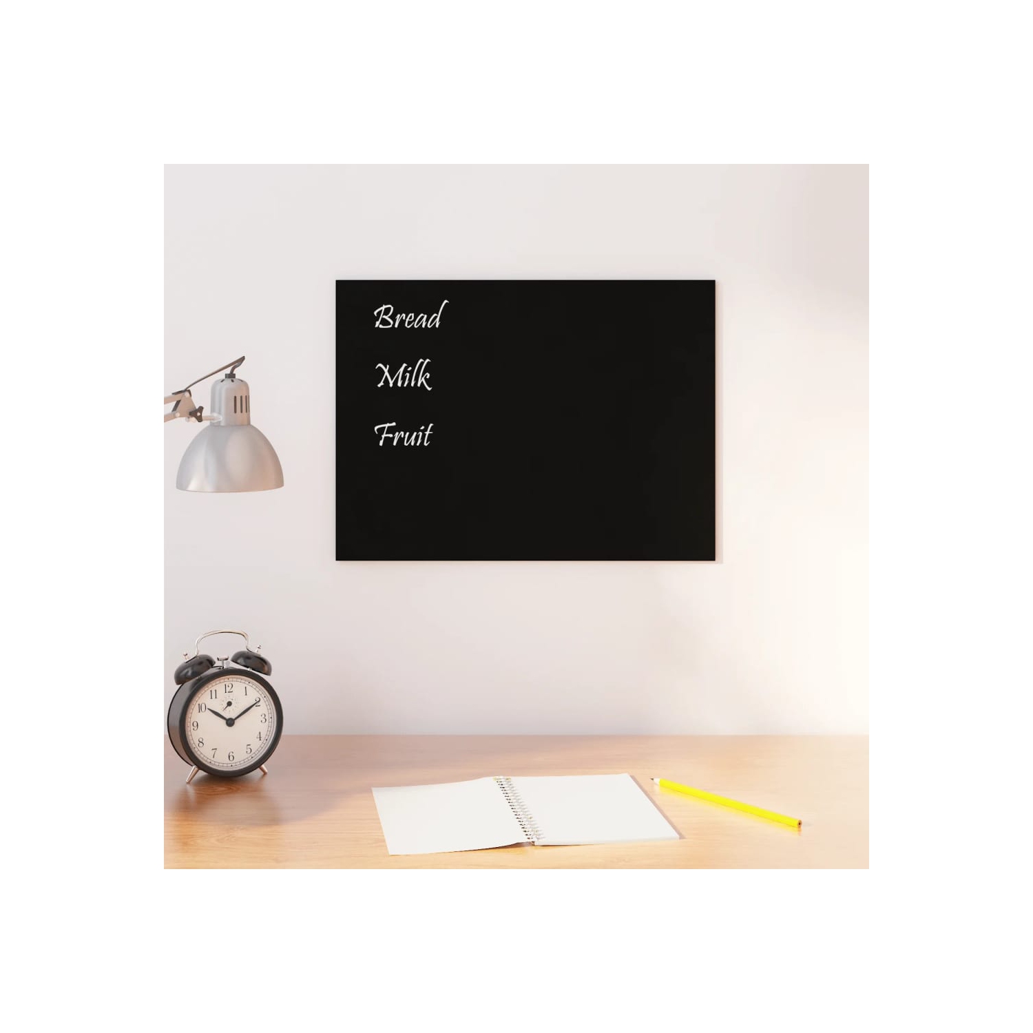 Tableau magnétique mural vidaXL en verre trempé noir 40 x 30 cm