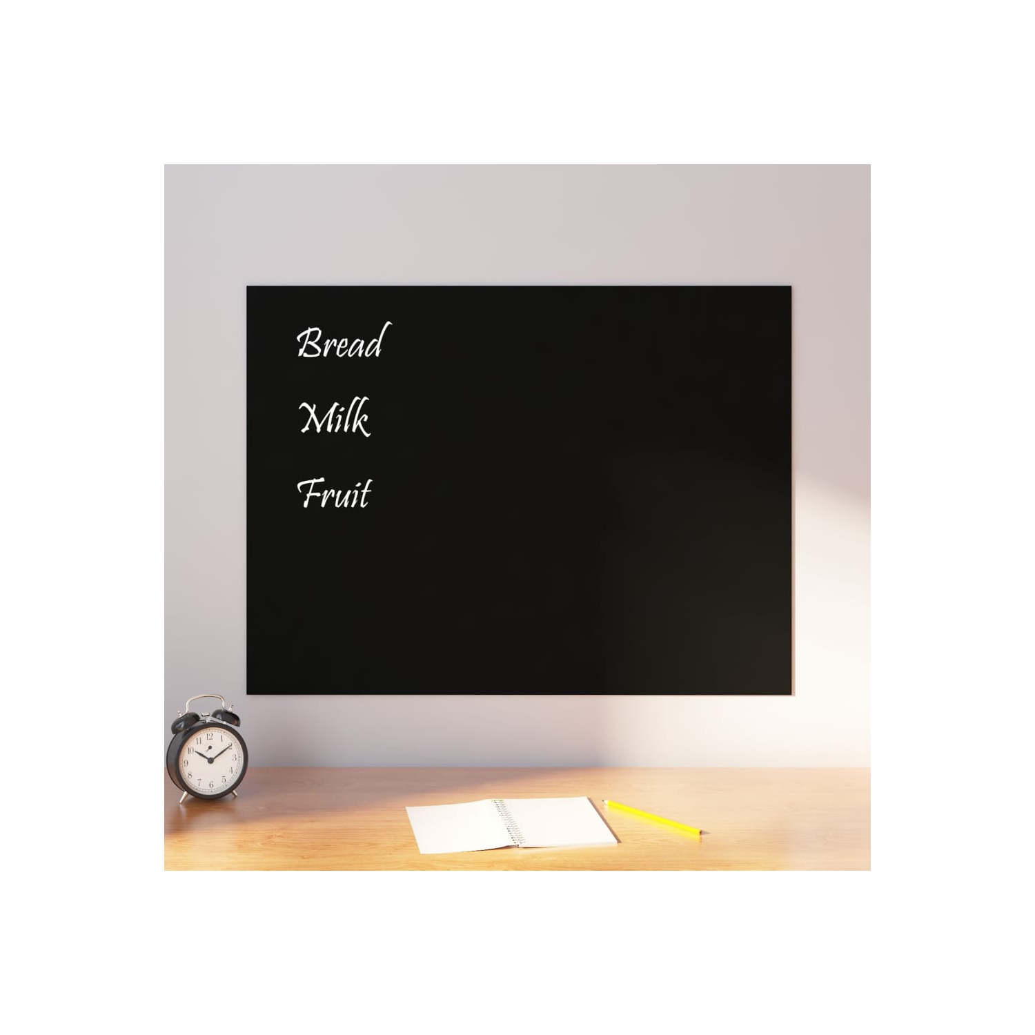 Tableau magnétique mural vidaXL&nbsp;en verre trempé noir de 80&nbsp;po 60&nbsp;cm