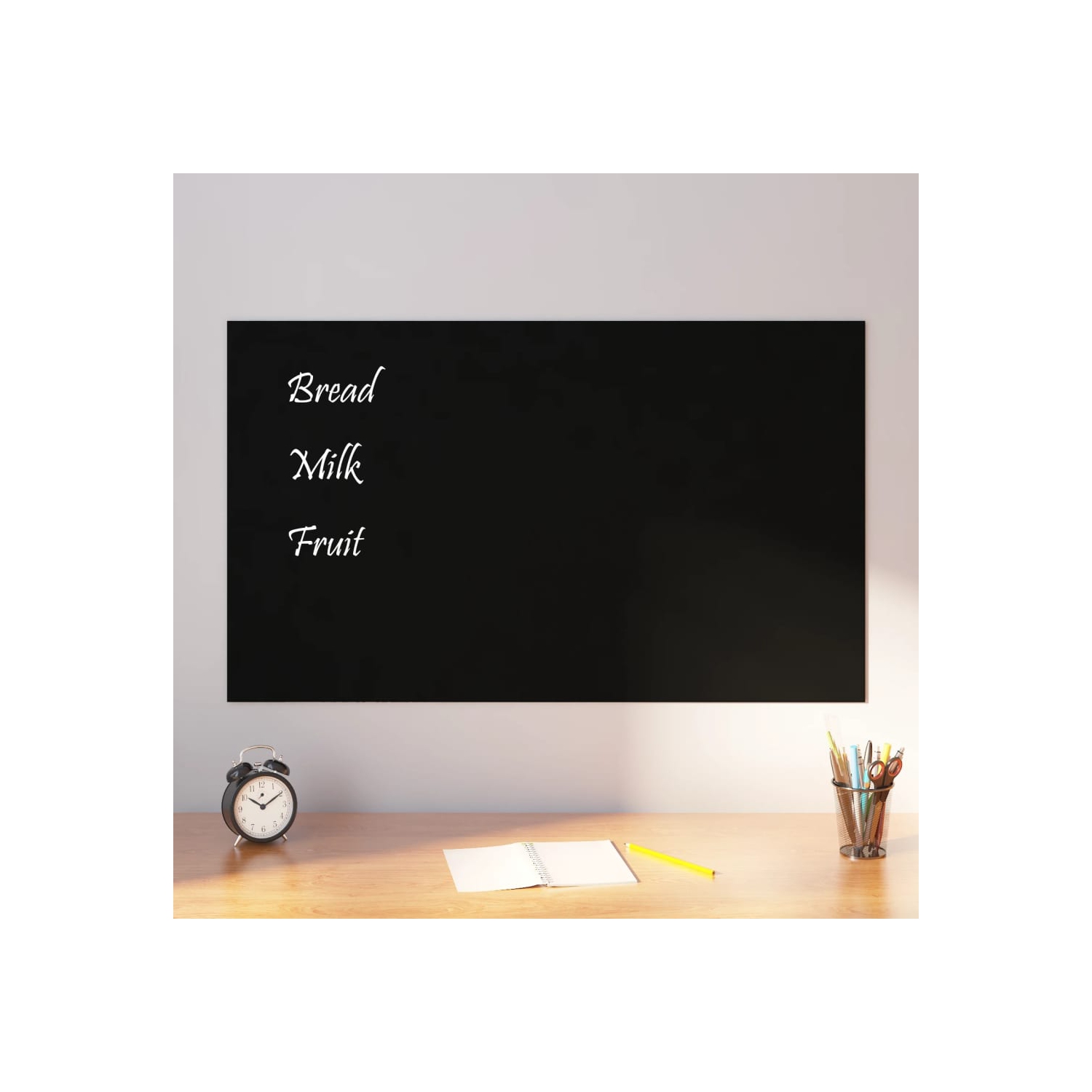 Tableau magnétique mural vidaXL&nbsp;en verre trempé noir de 100&nbsp;po 60&nbsp;cm