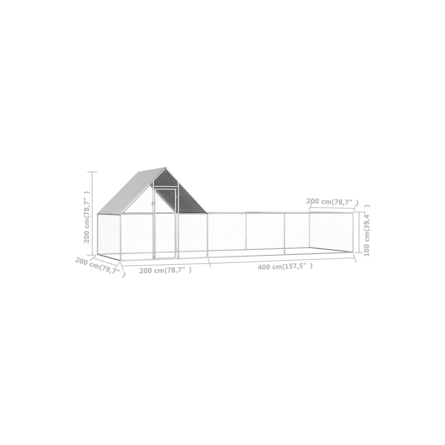 vidaXL Chicken Coop 6x2x2 m Galvanised Steel