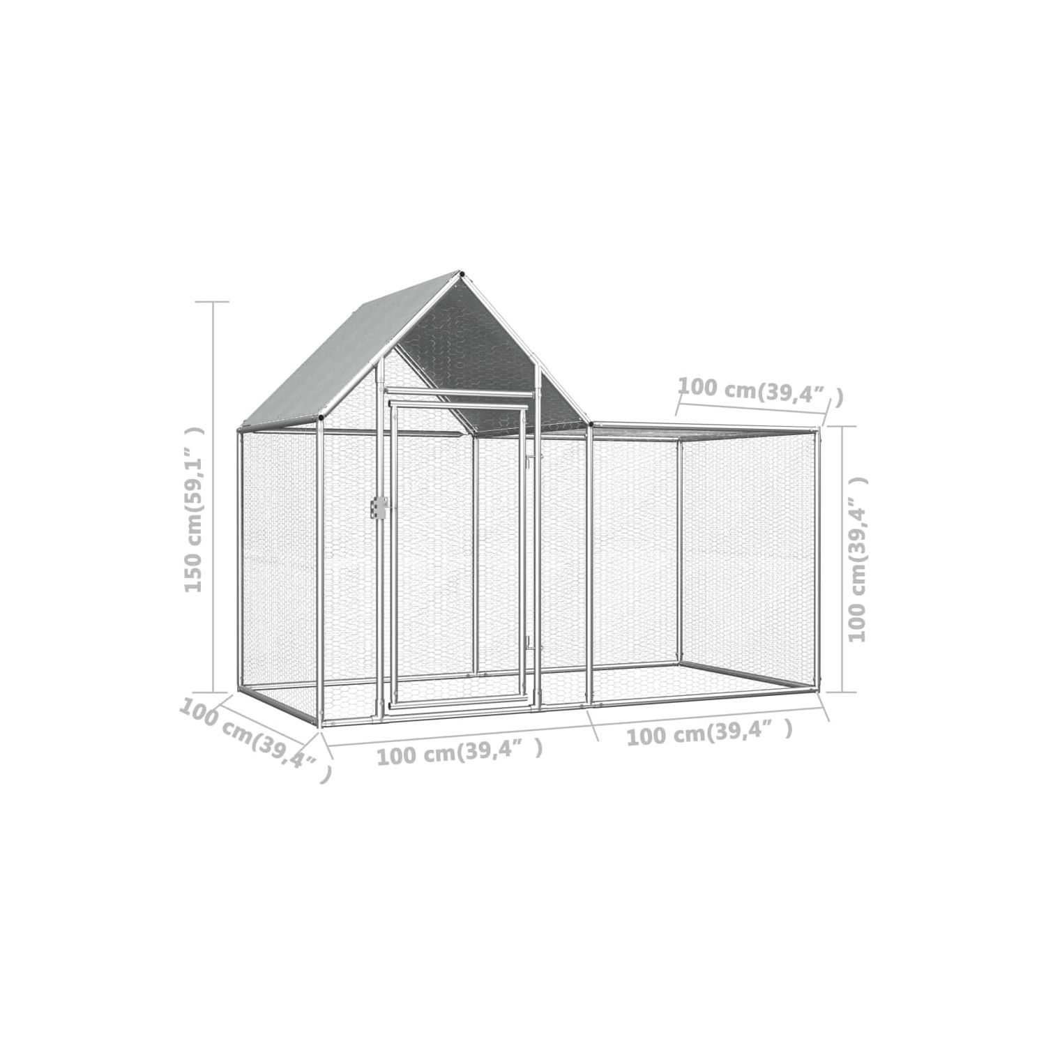 vidaXL Chicken Coop 2x1x1.5 m Galvanised Steel