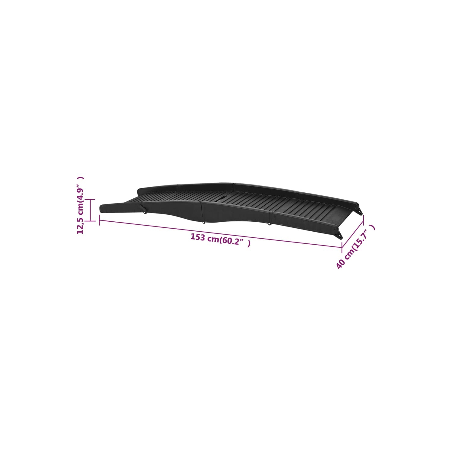 vidaXL Folding Dog Ramp Black 153x40x12.5 cm Plastic