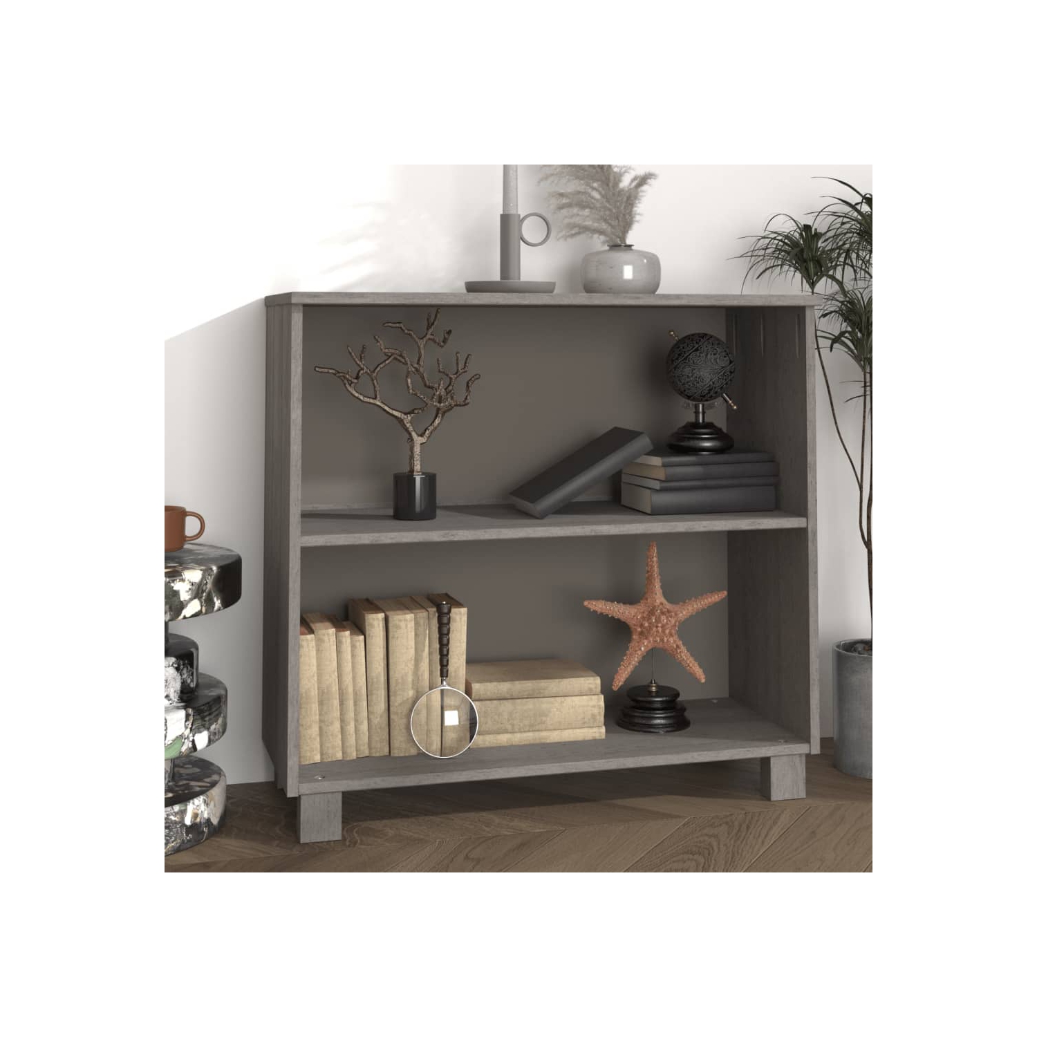 vidaXL Sideboard HAMAR Light Grey 85x35x80 cm Solid Wood Pine