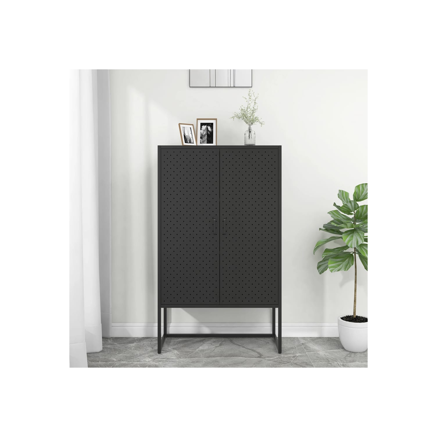 vidaXL Highboard Black 80x35x135 cm Steel