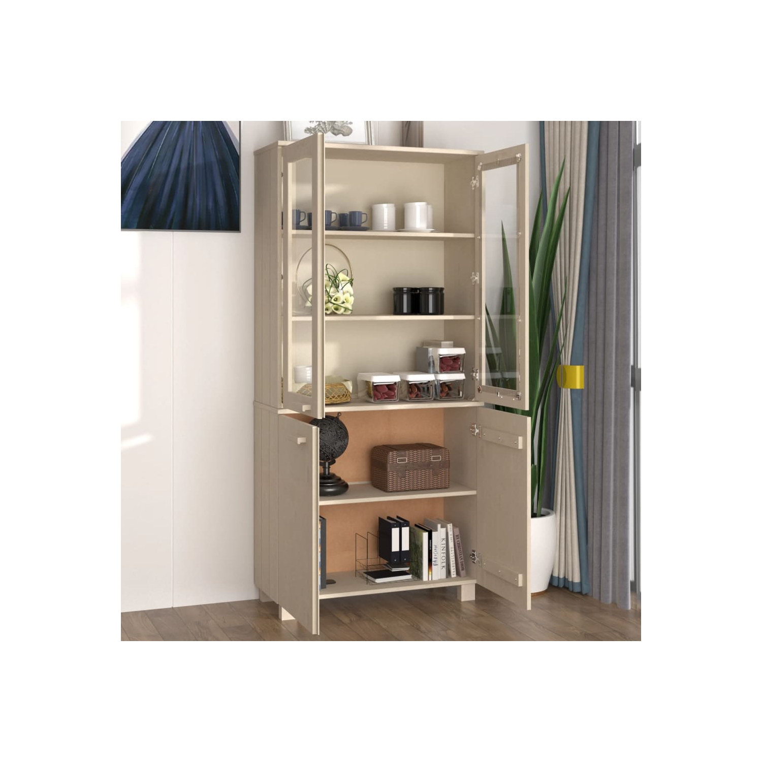 vidaXL Highboard HAMAR Solid Wood Pine Honey Brown