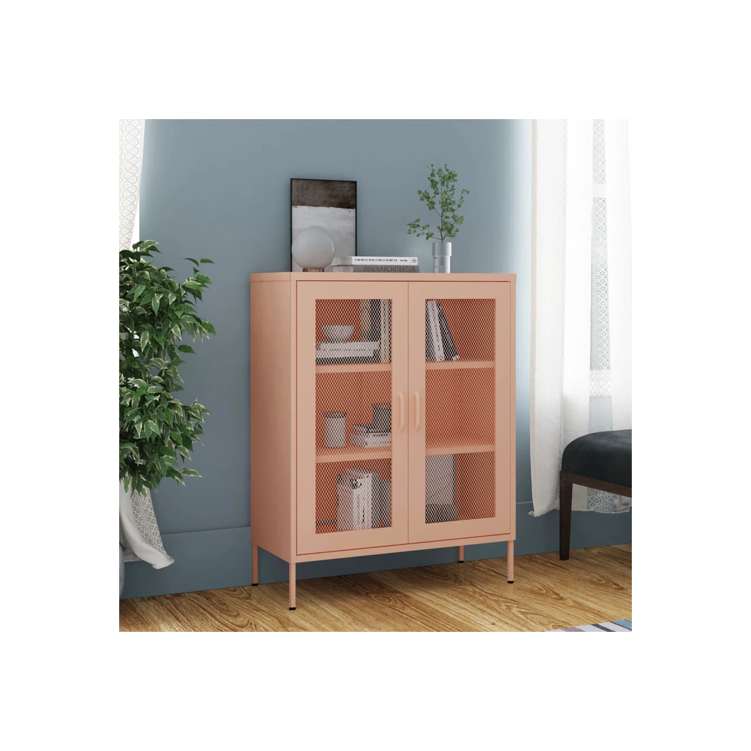 vidaXL Storage Cabinet Pink 80x35x101.5 cm Steel