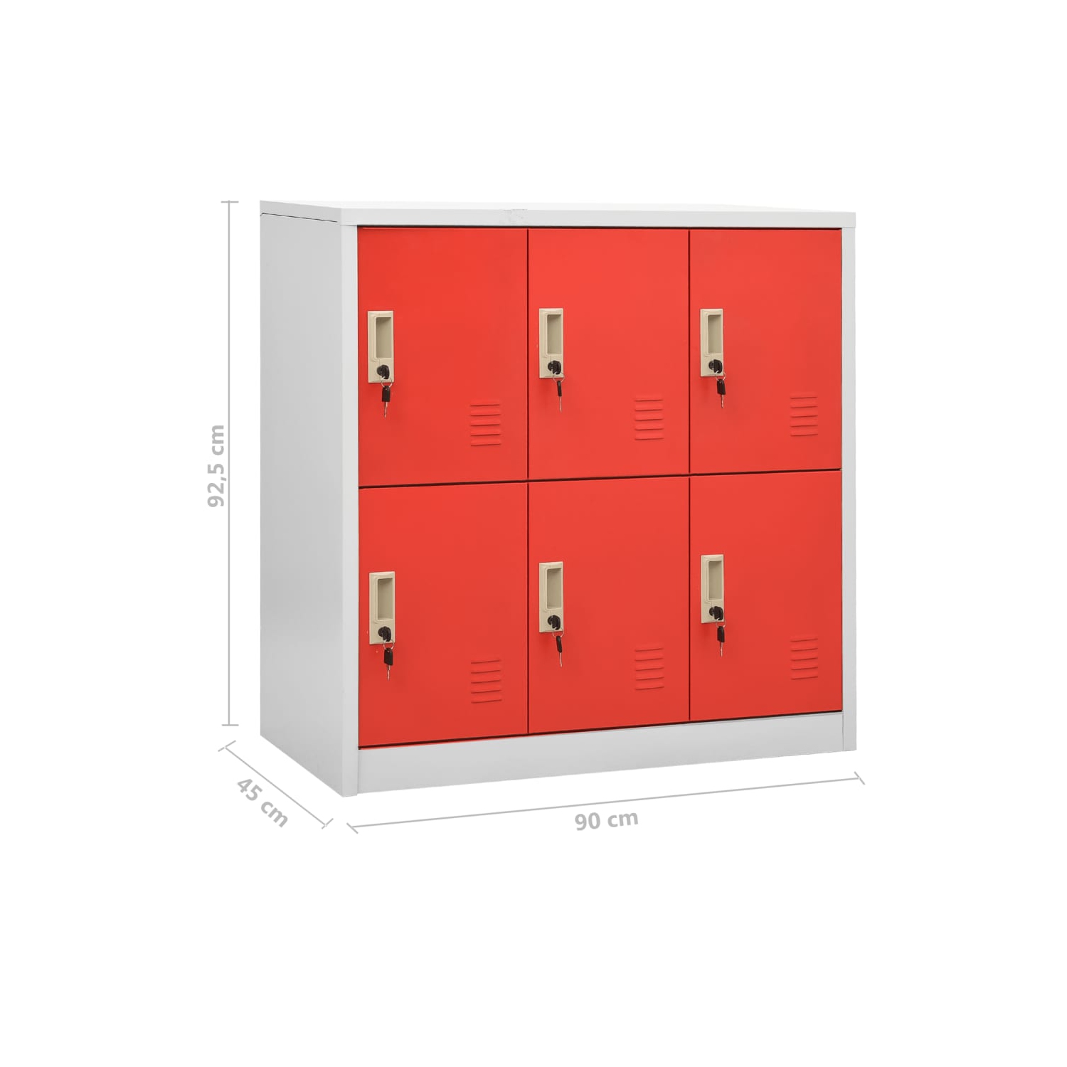 vidaXL Locker Cabinets 2 pcs Light Grey and Red 90x45x92.5 cm Steel