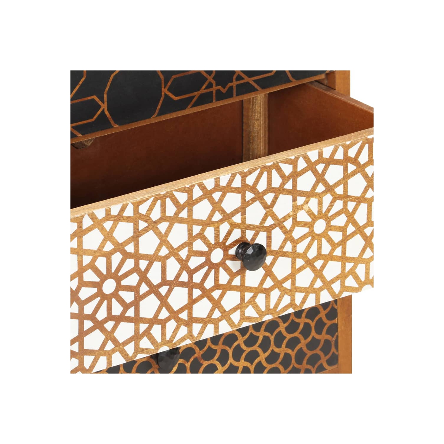 vidaXL Sideboard with Printed Pattern 90x30x70 cm Solid Mango Wood