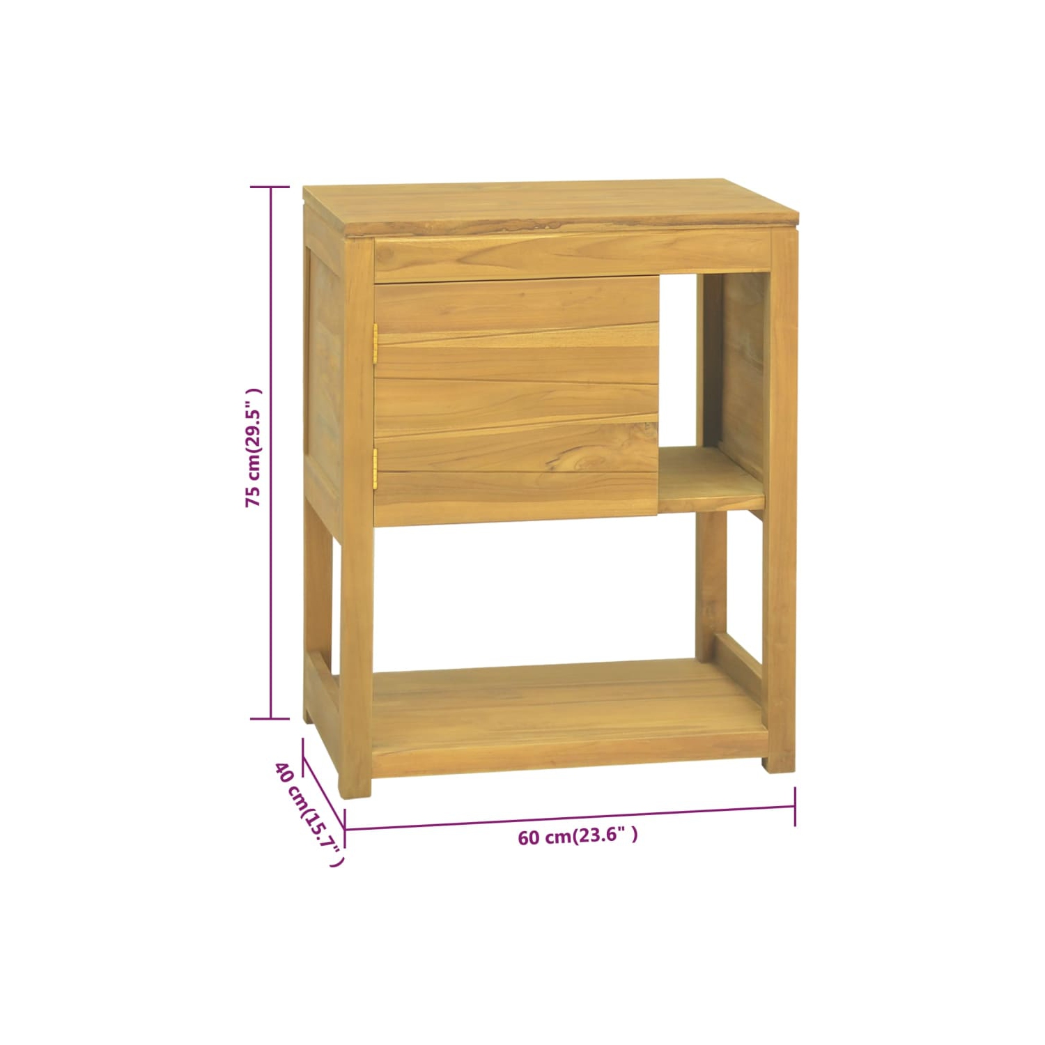 vidaXL Bathroom Cabinet 60x40x75 cm Solid Wood Teak