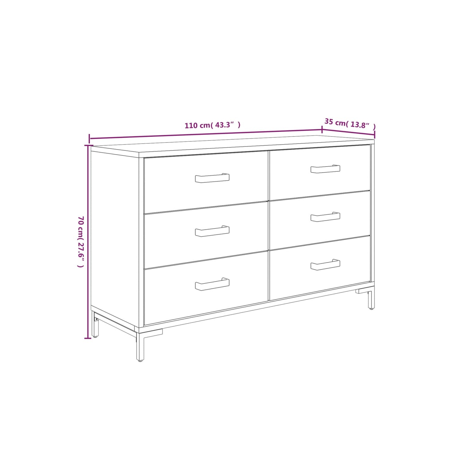 Meuble de rangement VIdaXL brun 110 x 35 x 35 po 70&nbsp;cm, bois de pin massif