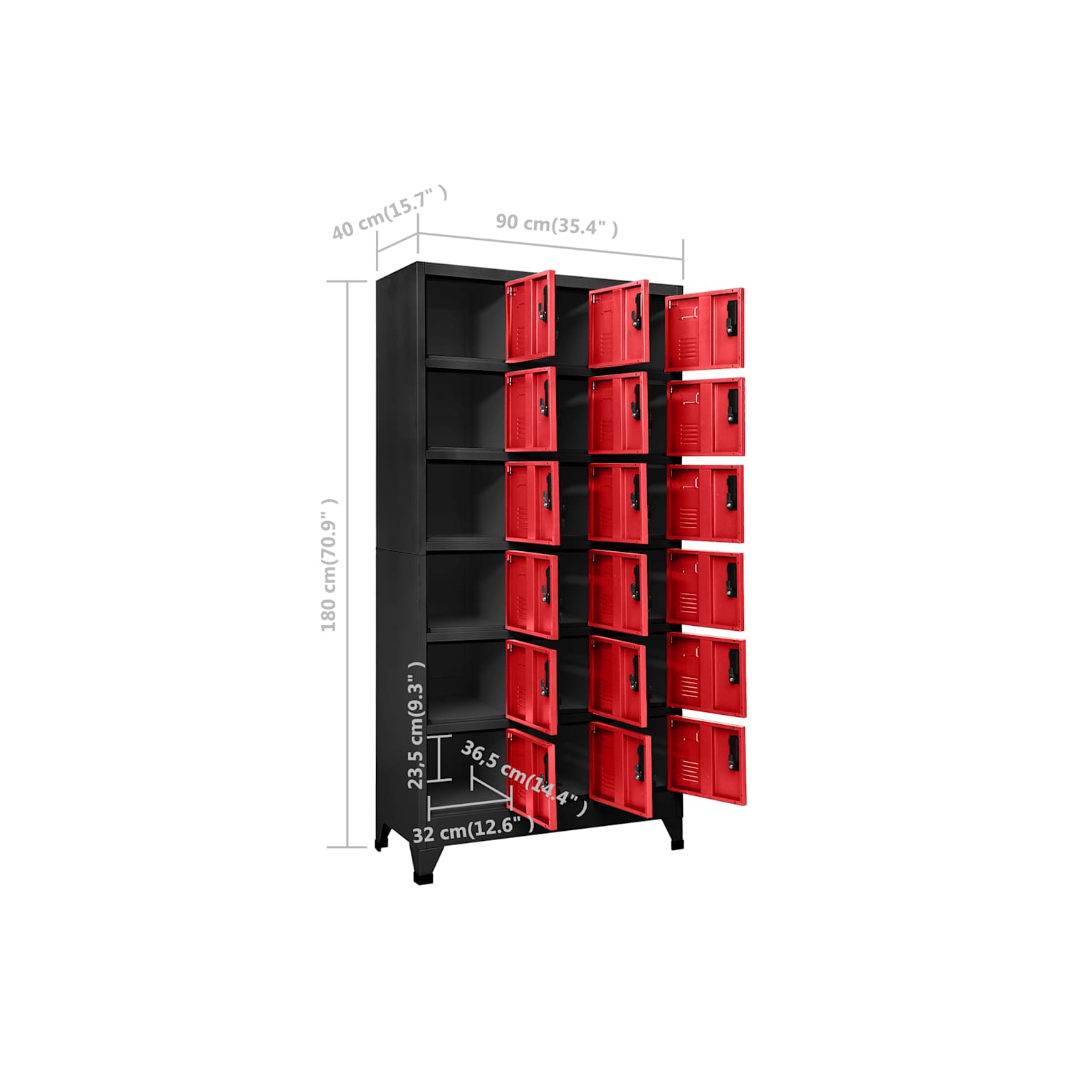 vidaXL Locker Cabinet Anthracite and Red 90x40x180 cm Steel