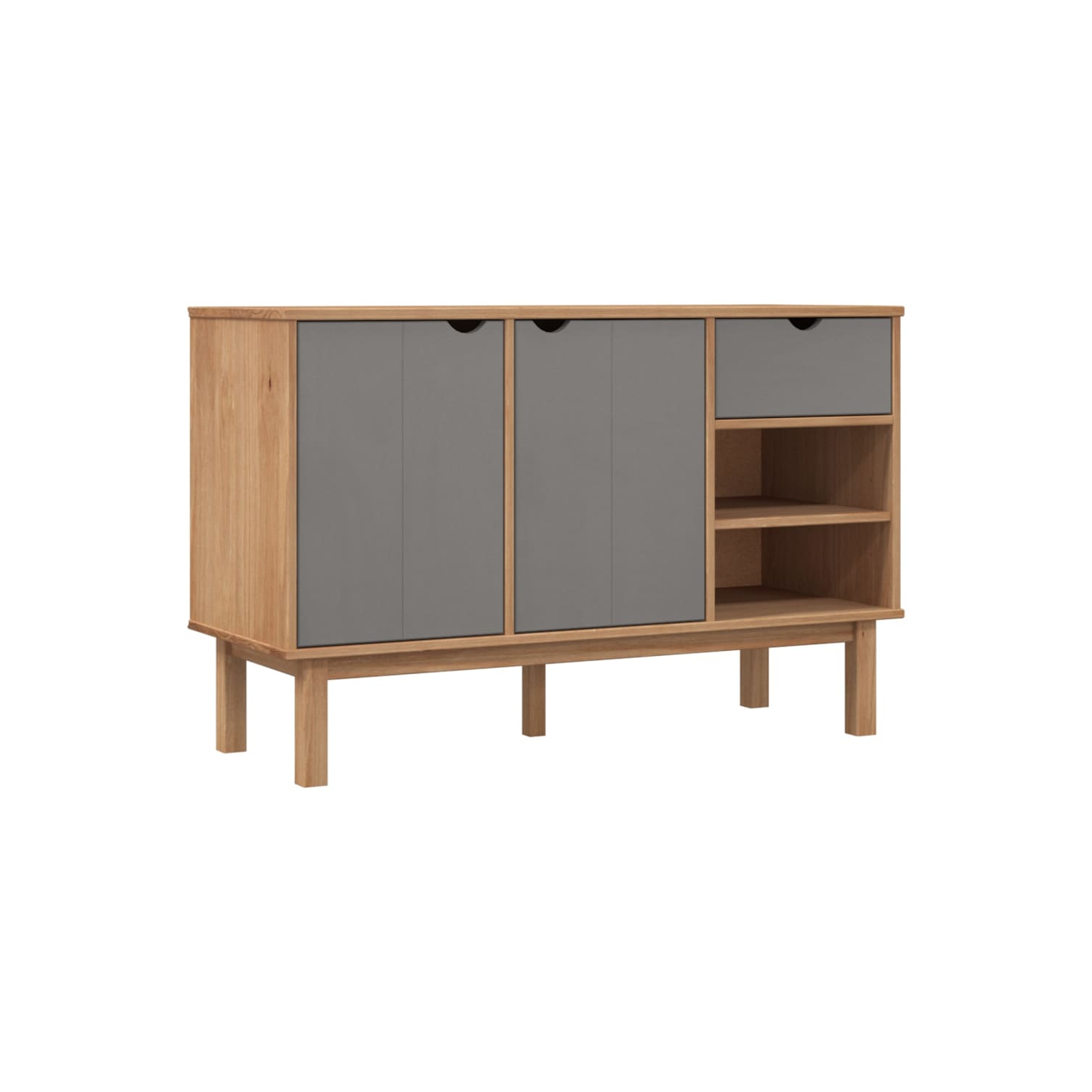 vidaXL Sideboard OTTA Brown and Grey 114x43x73.5 cm Solid Wood Pine