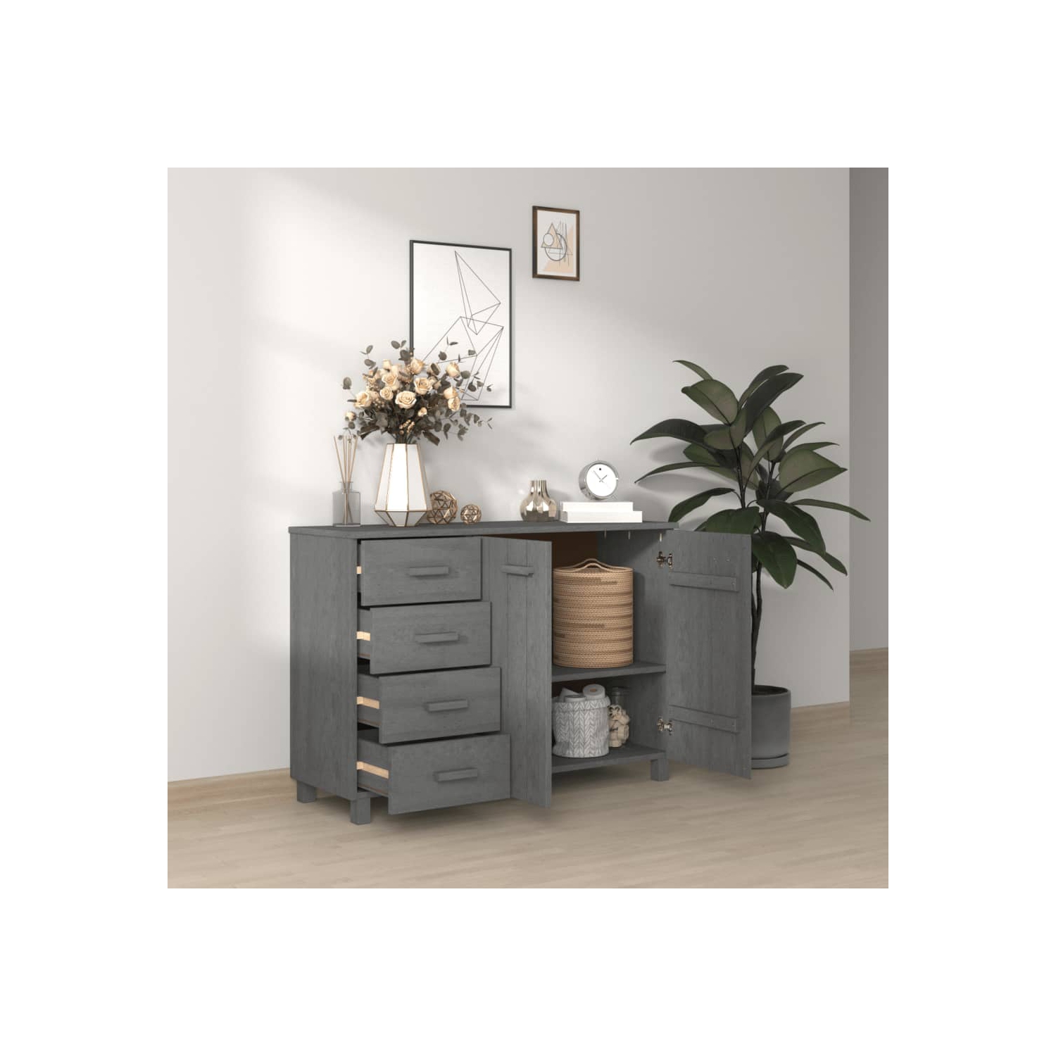 Meuble de rangement KAMAR de VIDAXL - Gris foncé - 11 x 40 x 40 x 80&nbsp;cm - Pin massif