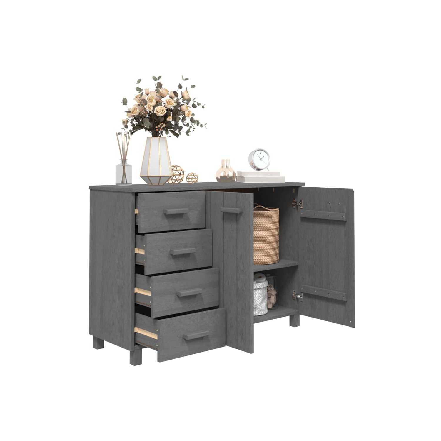 Meuble de rangement KAMAR de VIDAXL - Gris foncé - 11 x 40 x 40 x 80&nbsp;cm - Pin massif