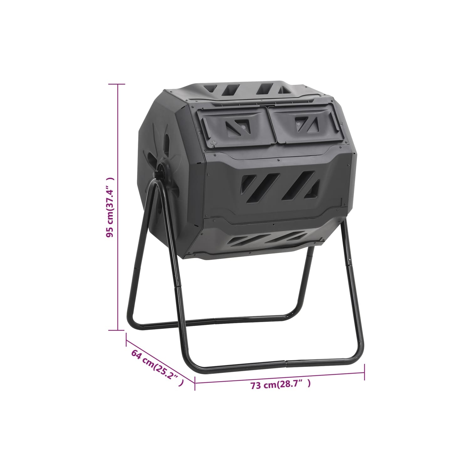 vidaXL Garden Compost Bin Black 73x64x95 cm 160 L