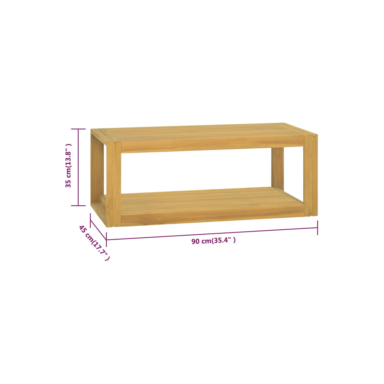 vidaXL Wall-mounted Bathroom Cabinet 90x45x35 cm Solid Wood Teak