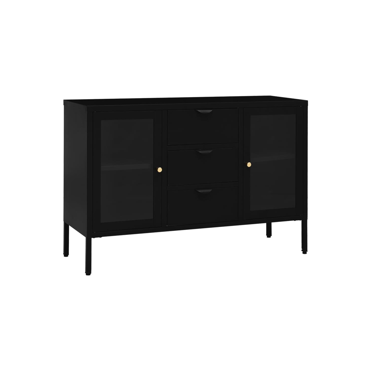 vidaXL Sideboard Black 105x35x70 cm Steel and Tempered Glass