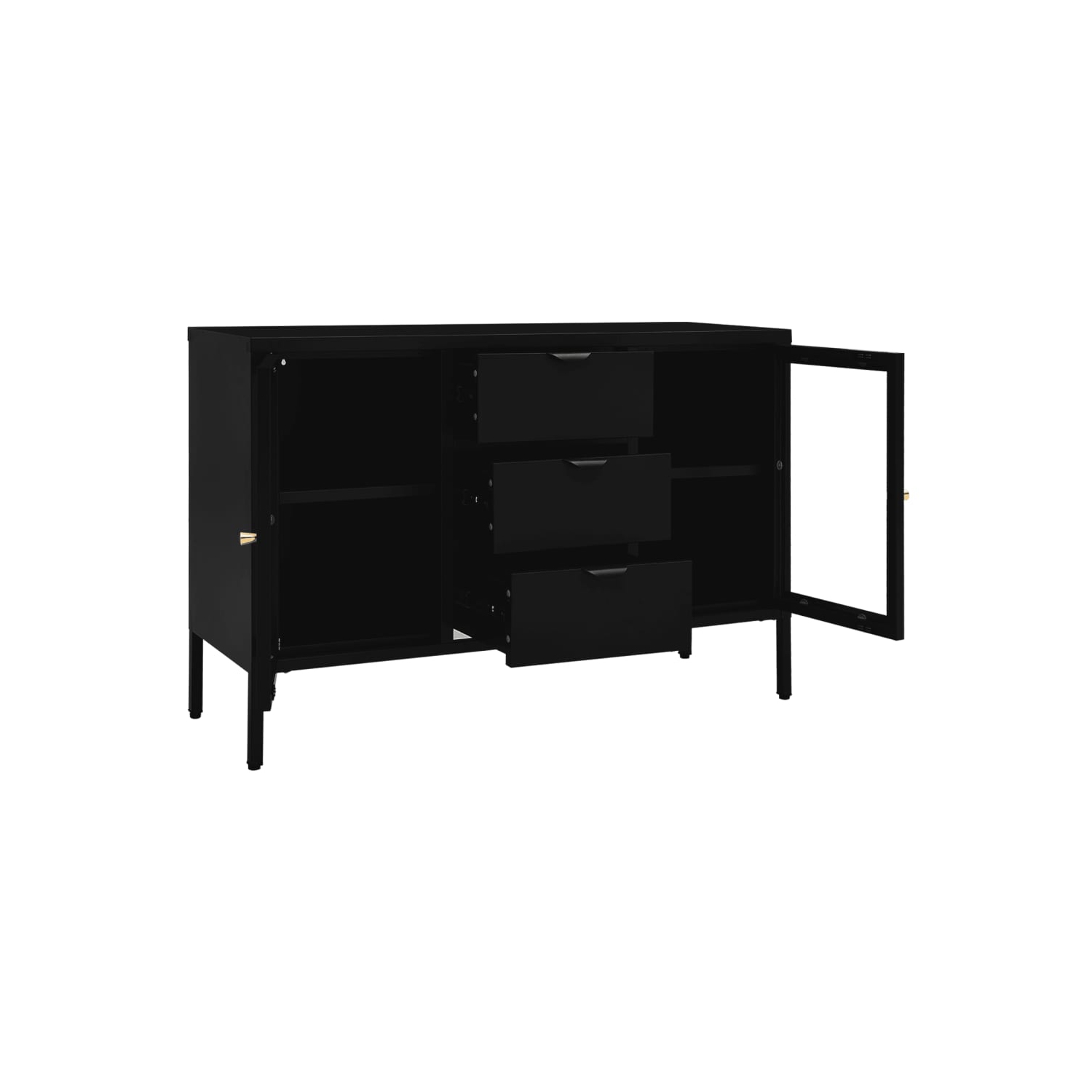 vidaXL Sideboard Black 105x35x70 cm Steel and Tempered Glass