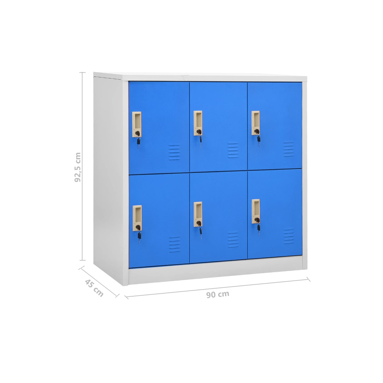vidaXL Locker Cabinets 2 pcs Light Grey and Blue 90x45x92.5 cm Steel