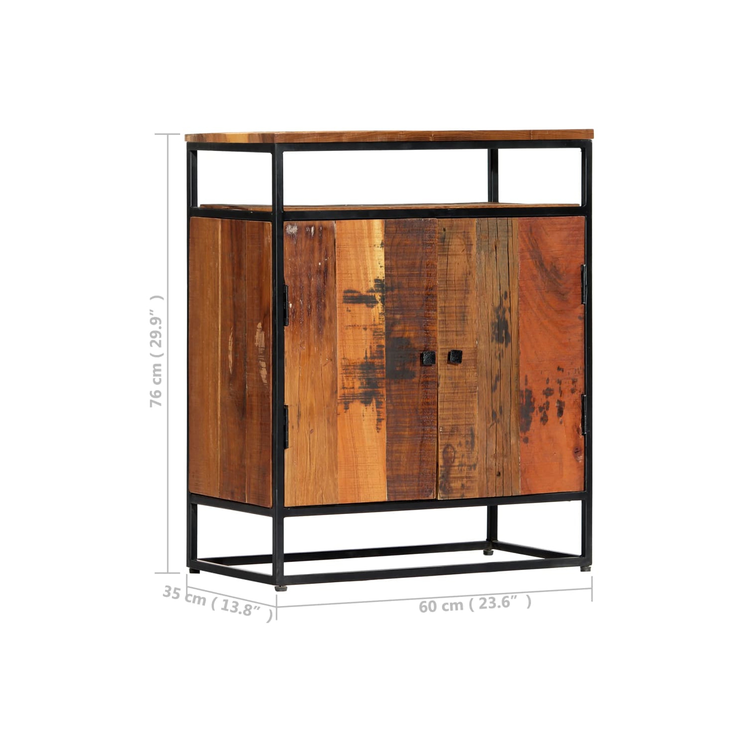 vidaXL Side Cabinet 60x35x76 cm Solid Reclaimed Wood and Steel