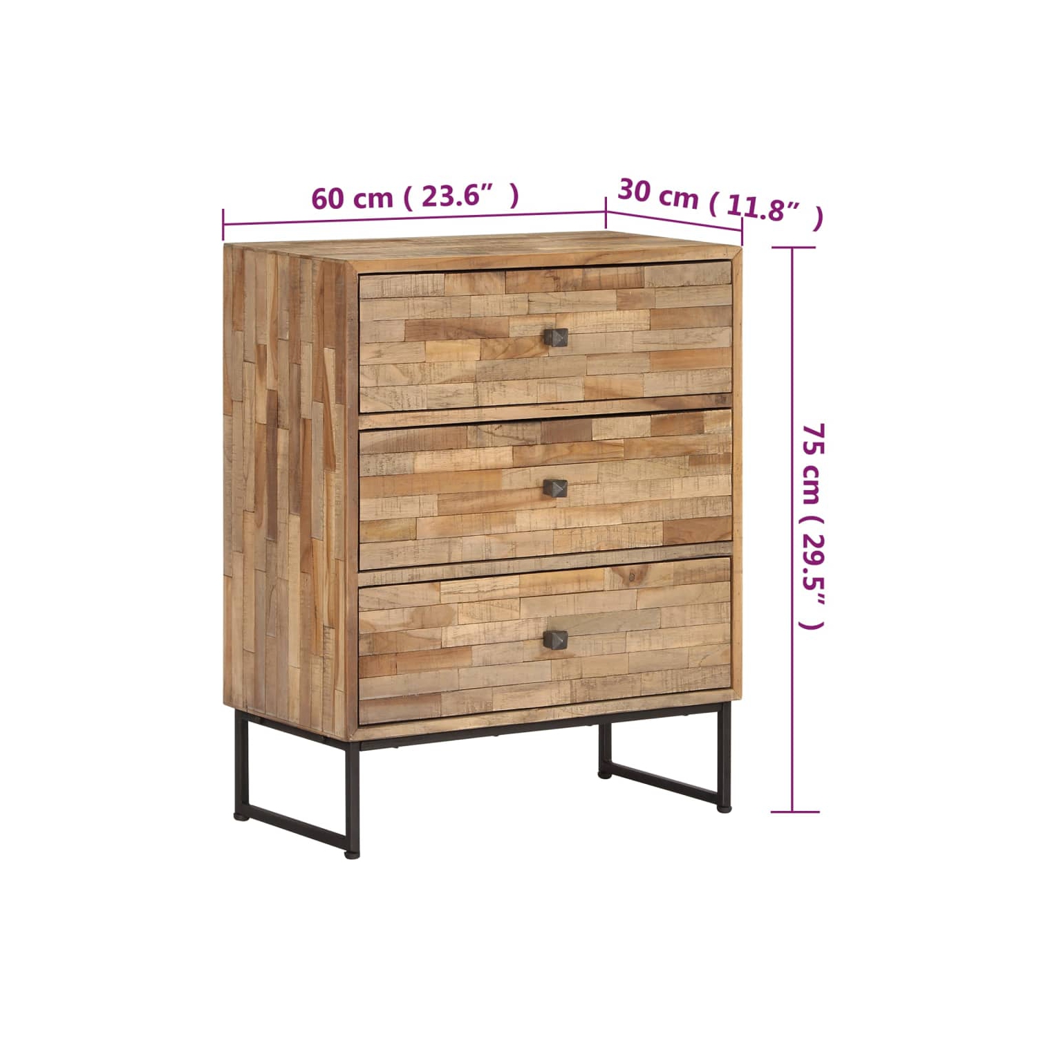 vidaXL Sideboard Reclaimed Teak Wood 60x30x75 cm