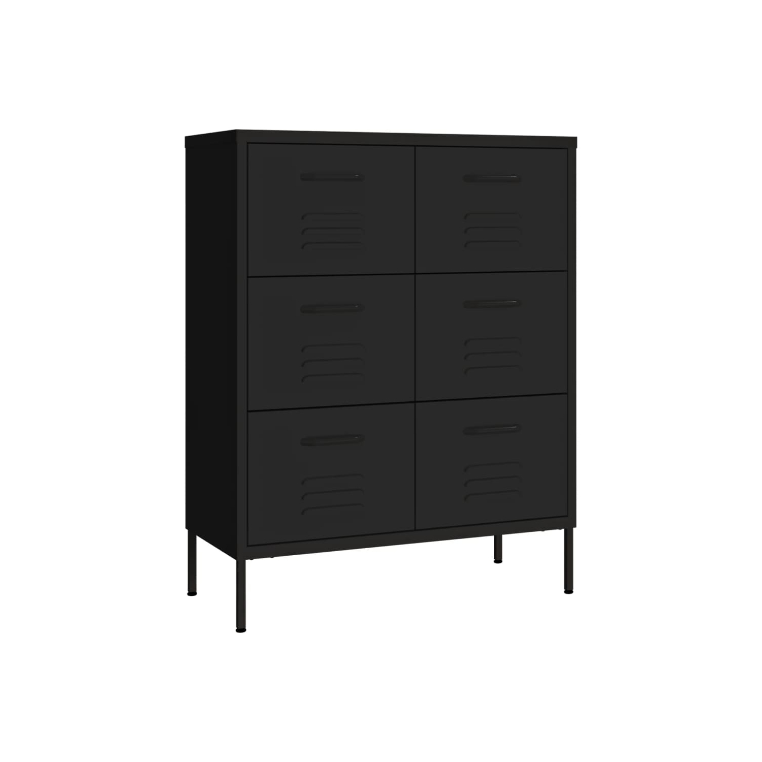 Armoire à tiroir vidaXL en acier noir 80 x 35 x 35 po de 101,5&nbsp;cm