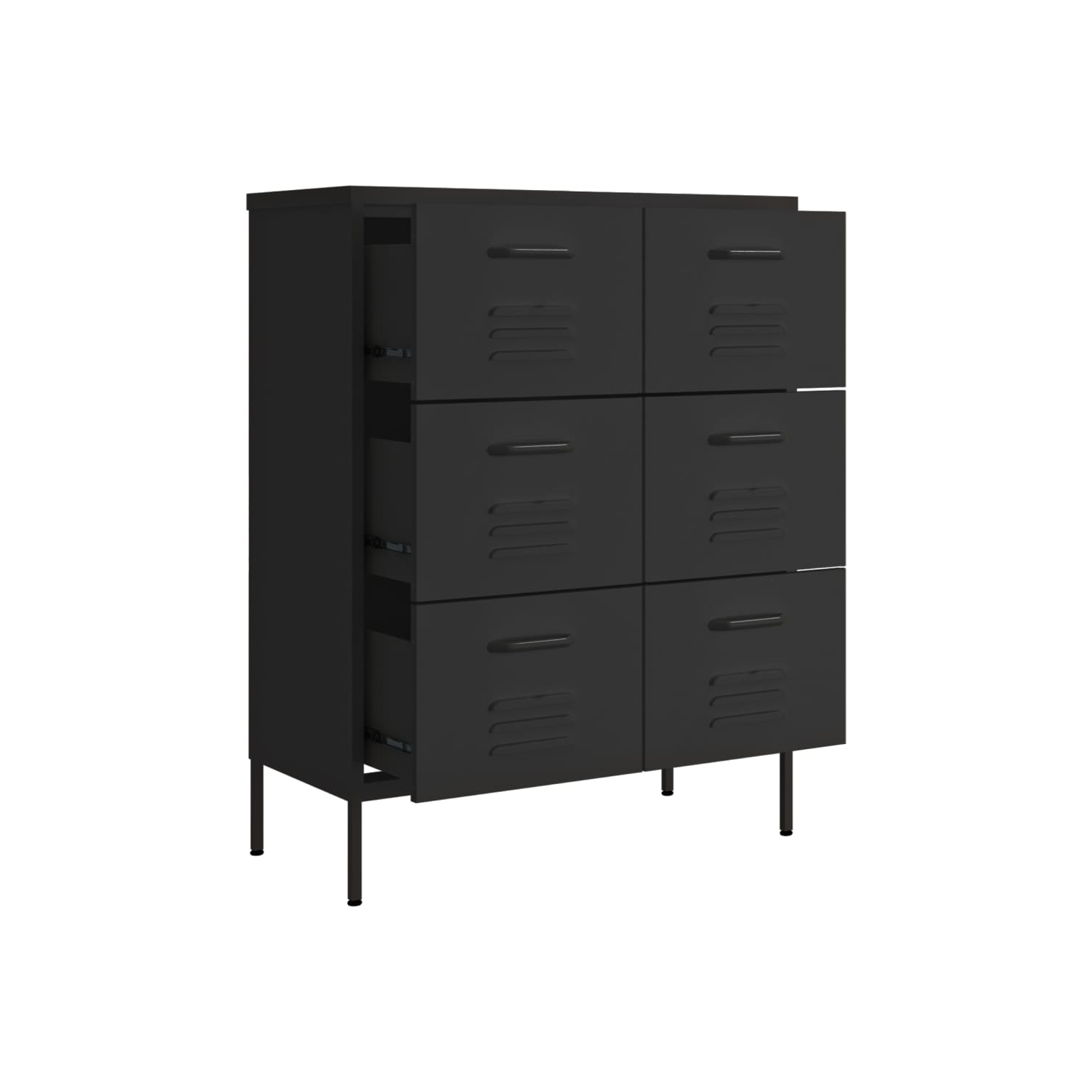 Armoire à tiroir vidaXL en acier noir 80 x 35 x 35 po de 101,5 cm