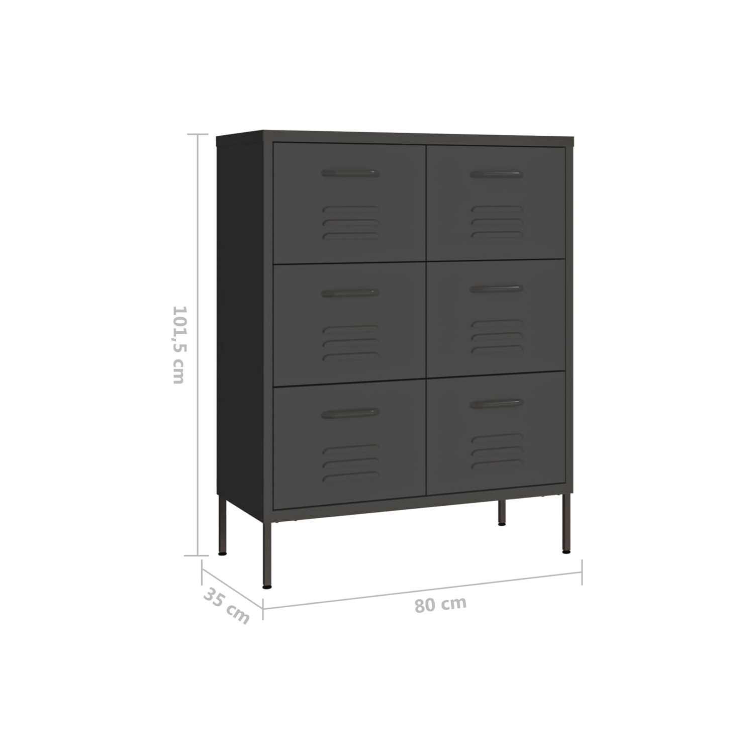vidaXL Drawer Cabinet Anthracite 80x35x101.5 cm Steel