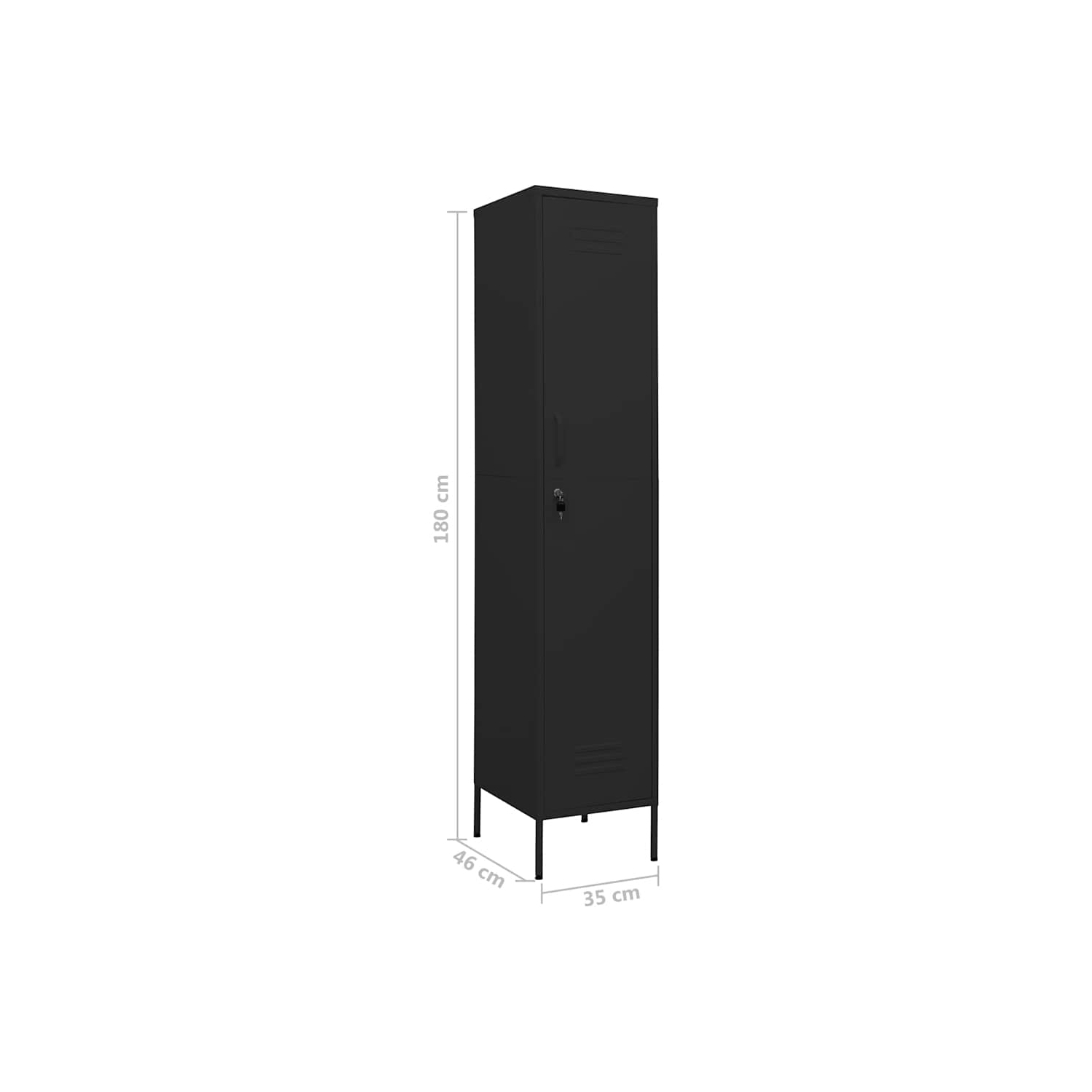 Armoire à casier VisdaXL en acier 180&nbsp;cm, noir, 35 x 46 po