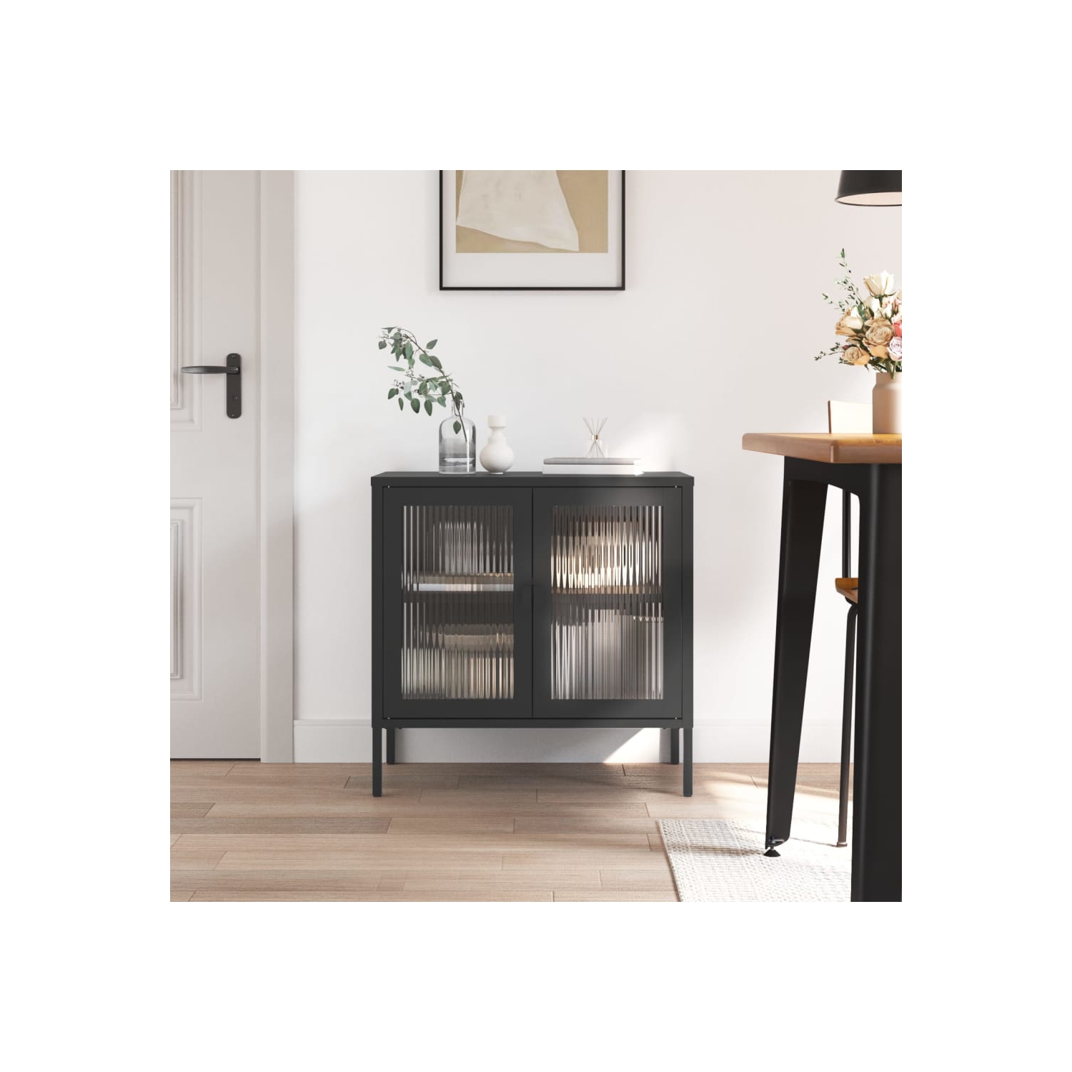 vidaXL Sideboard Black 70x35x70 cm Glass and Steel