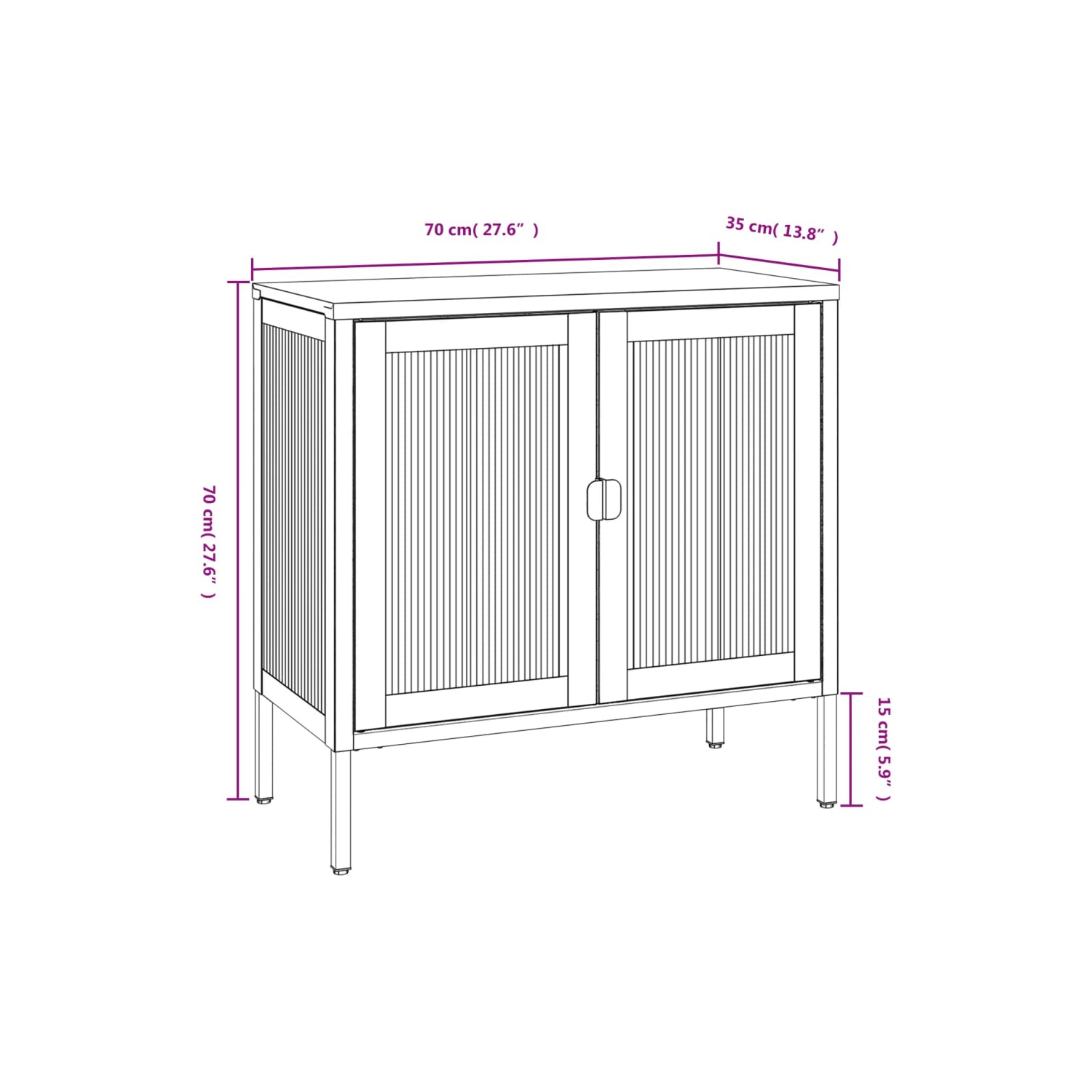 vidaXL Sideboard Black 70x35x70 cm Glass and Steel