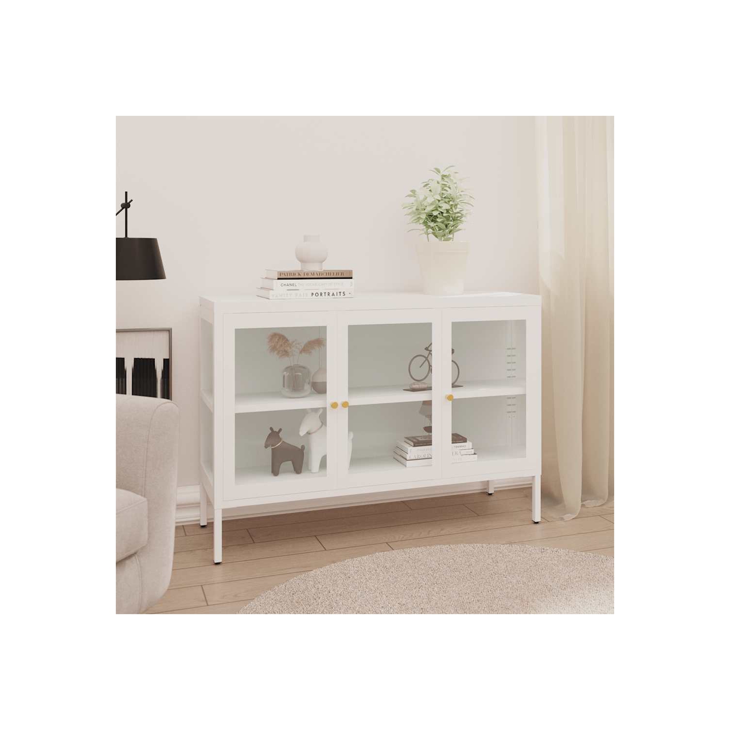 vidaXL Sideboard White 105x35x70 cm Steel and Glass