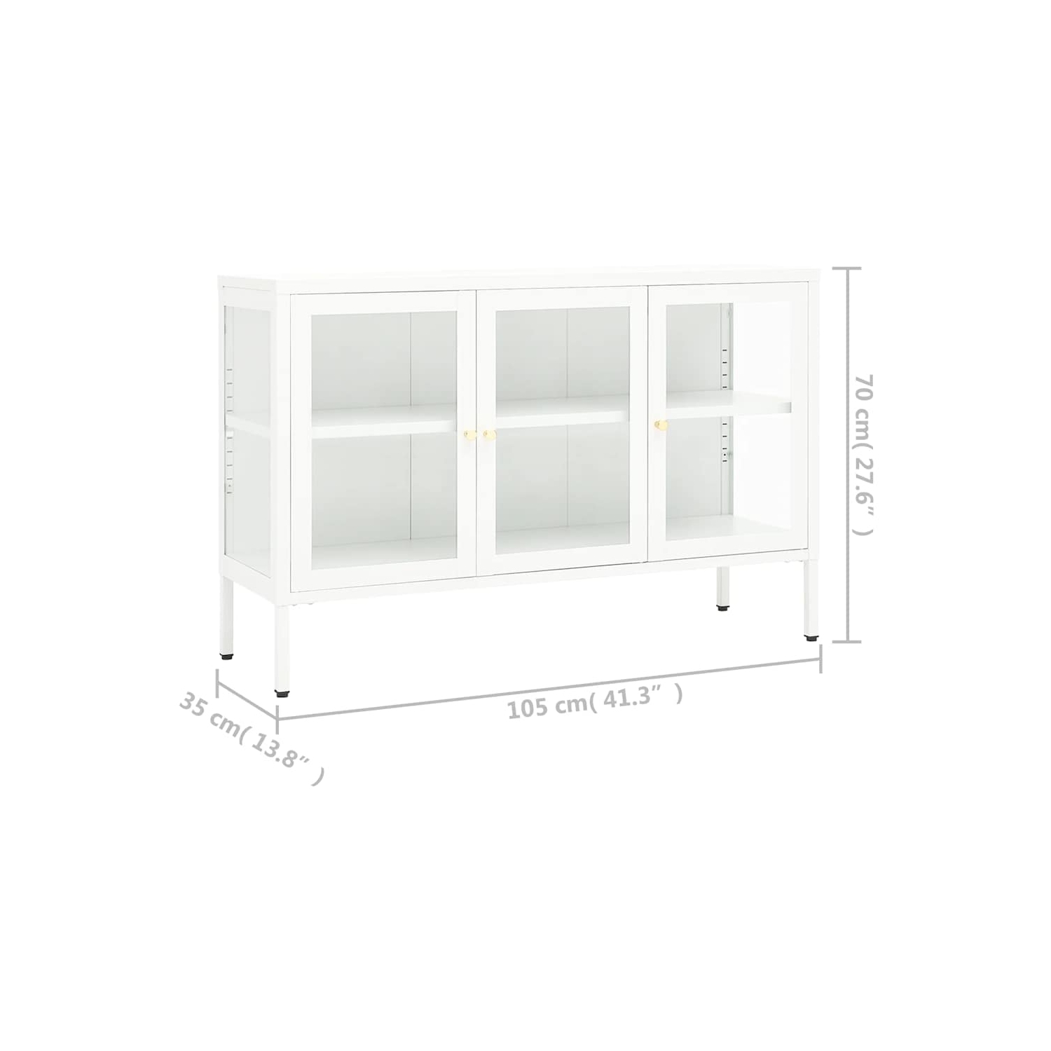 vidaXL Sideboard White 105x35x70 cm Steel and Glass